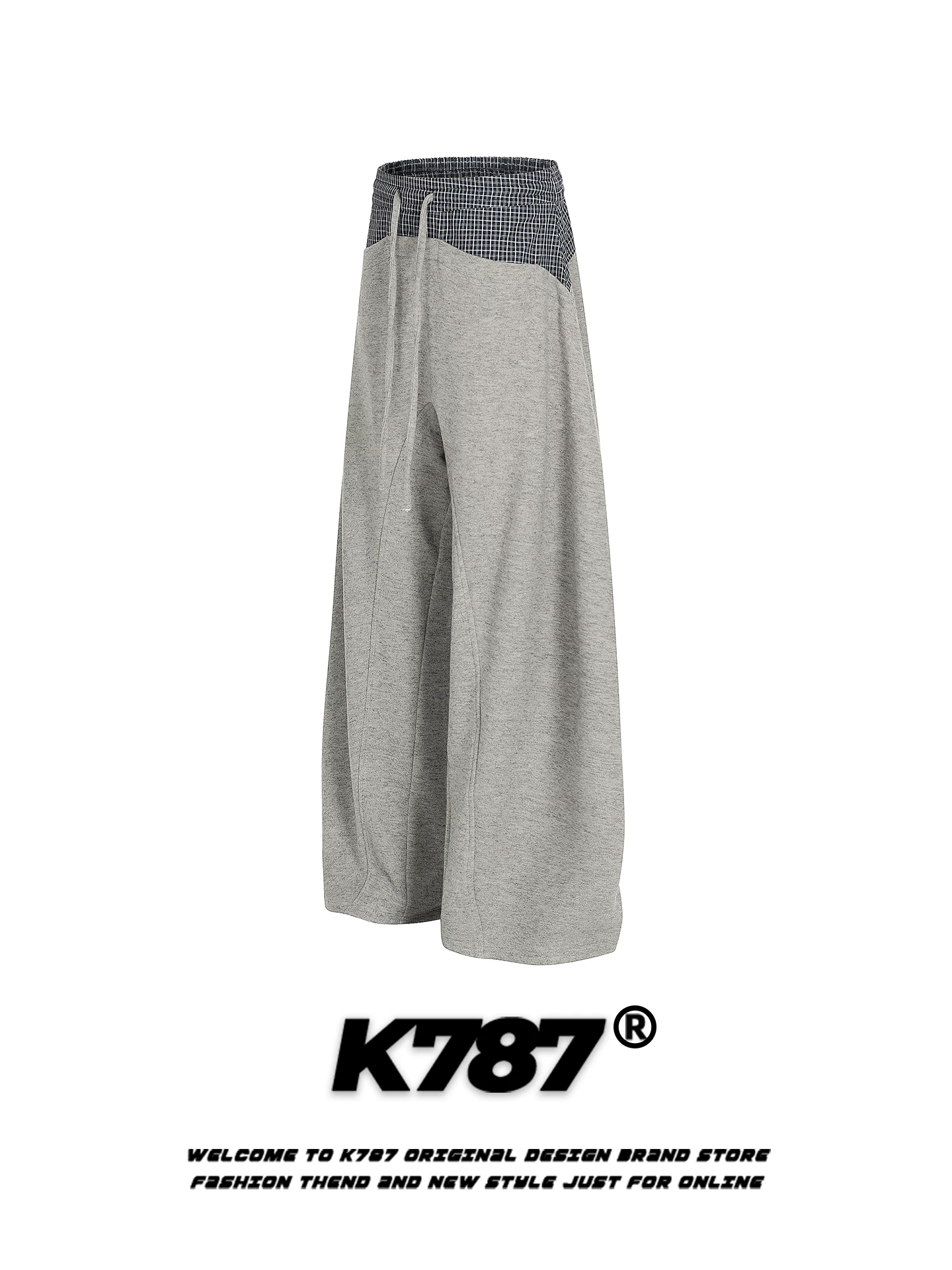 K787 Quần âu kiểu Mỹ cổ điển phối ren kiểu Mỹ dành cho nữ, cạp cao, đa năng, dáng rộng, quần thể thao ống rộng phong cách đường phố đi làm