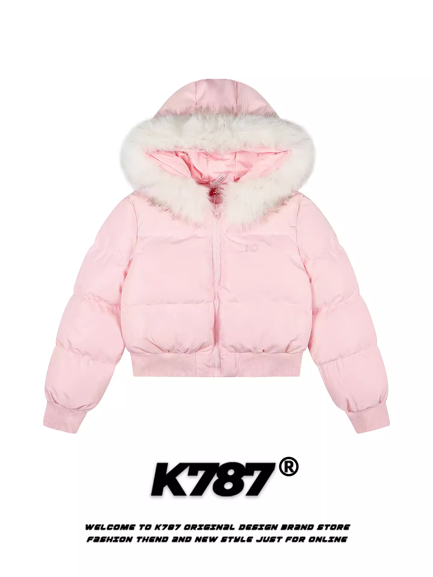 Áo khoác phao có mũ trùm đầu kiểu Mỹ K787 dành cho nữ, ấm áp và dày dặn, trẻ trung, kiểu dáng nhẹ nhàng, áo khoác ngắn bằng cotton cho mùa đông.