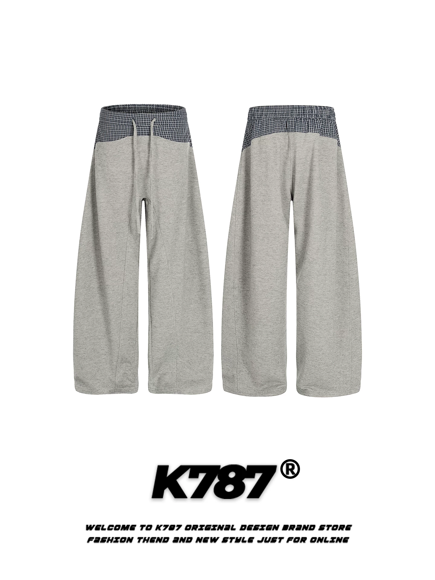 K787 Quần âu kiểu Mỹ cổ điển phối ren kiểu Mỹ dành cho nữ, cạp cao, đa năng, dáng rộng, quần thể thao ống rộng phong cách đường phố đi làm
