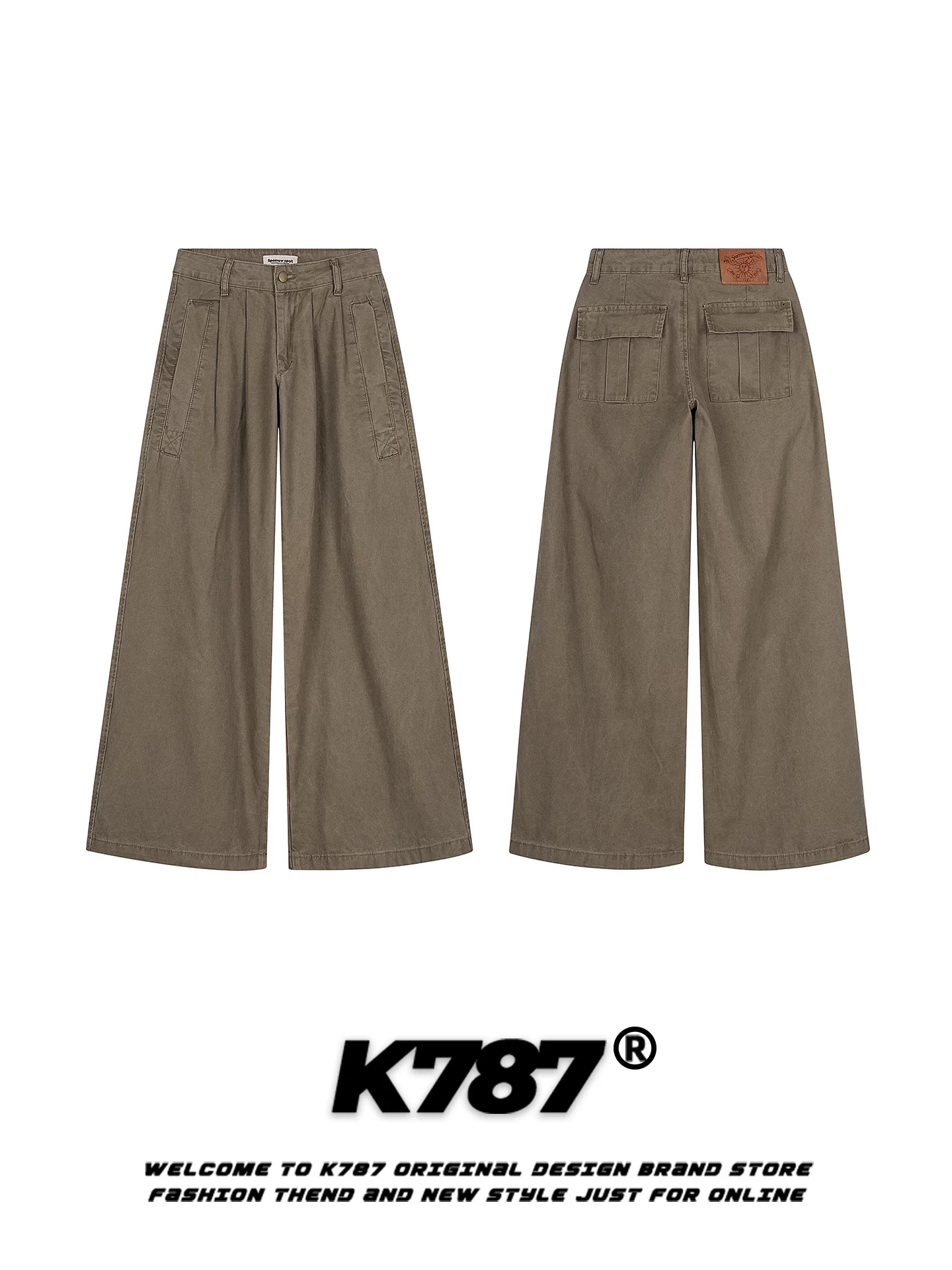 Quần cargo unisex K787 kiểu Mỹ cổ điển, màu trơn, chất liệu dày dặn, dáng xuông rộng, cạp cao, dài chấm đất, đa năng.