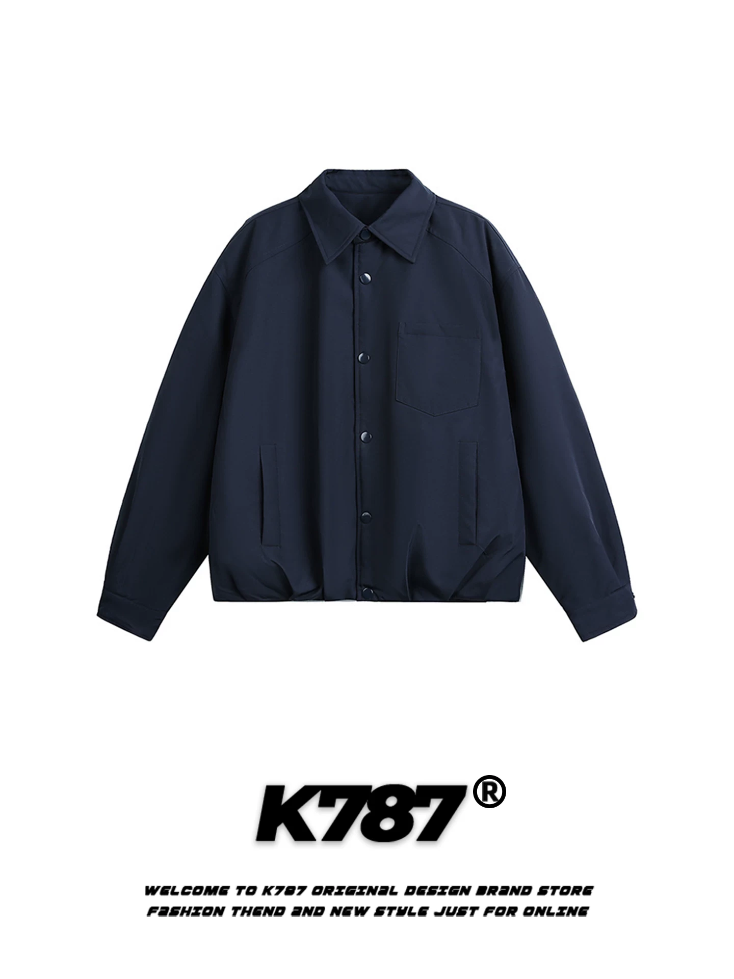 Áo khoác cotton đơn sắc cổ điển kiểu Mỹ K787 dành cho nam và nữ, dáng rộng, dày dặn cho mùa đông, áo khoác cotton ấm áp dành cho cặp đôi.
