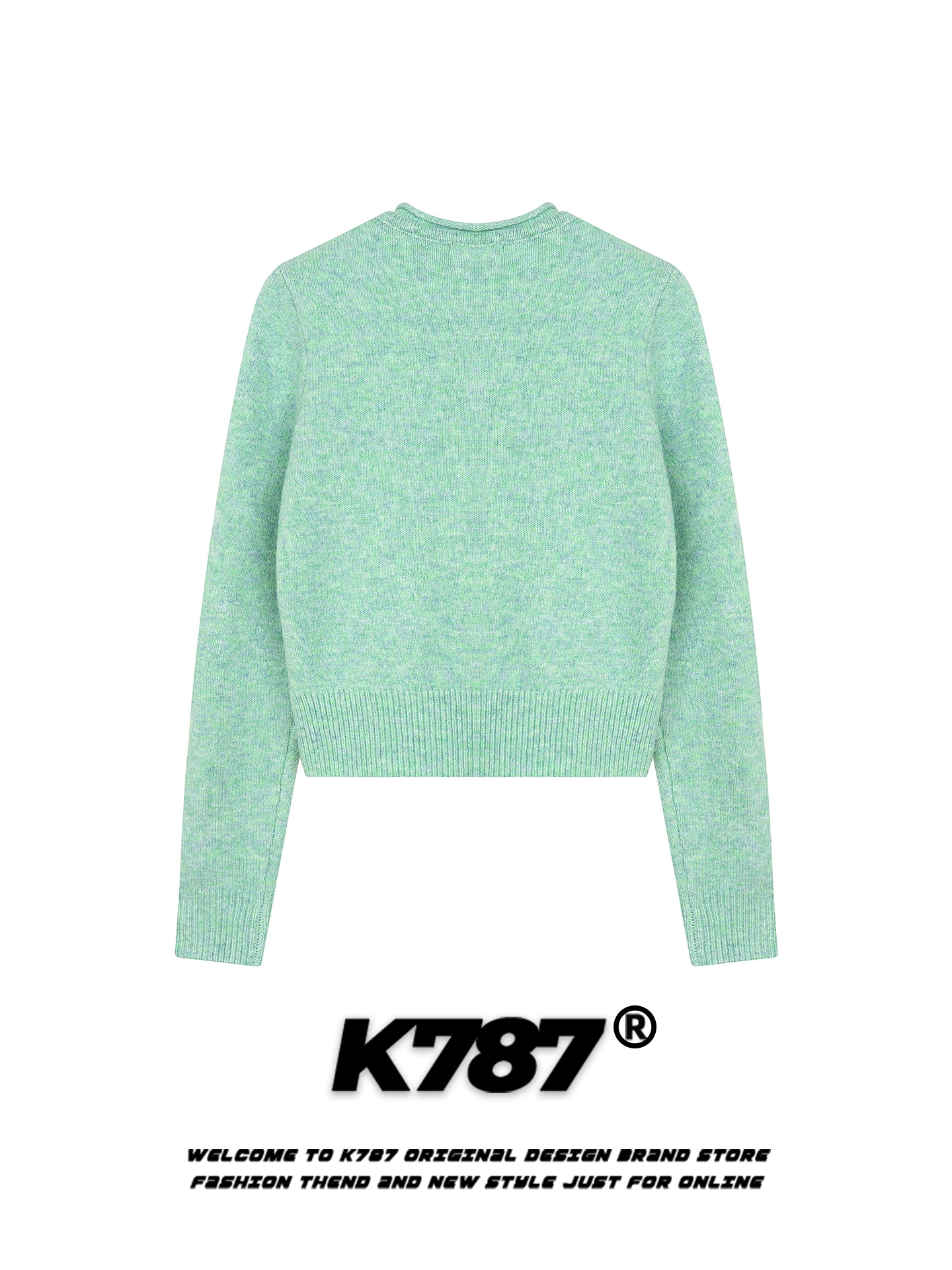Áo cardigan len tròn cổ tròn màu trơn đơn giản phong cách retro Mỹ K787 dành cho nữ, kiểu dáng năng động, thoải mái, thích hợp đi làm, áo khoác len ngắn