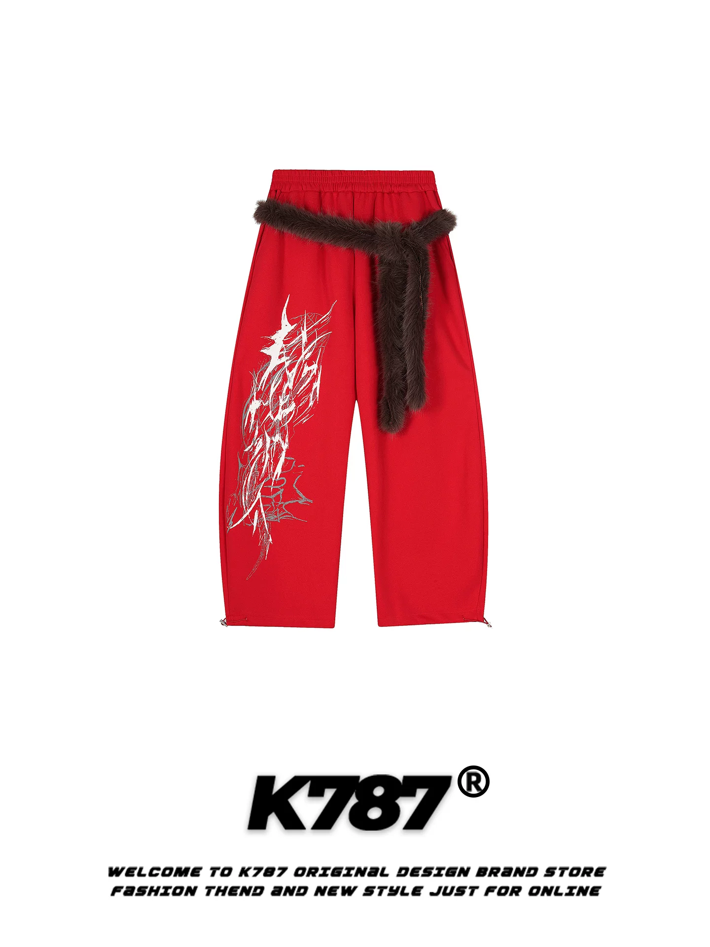 Quần K787 kiểu Mỹ cổ điển in họa tiết graffiti dành cho nam và nữ, có viền thun mềm mại, dáng rộng, tôn dáng, quần ống rộng phong cách đường phố, khiêu vũ đường phố.
