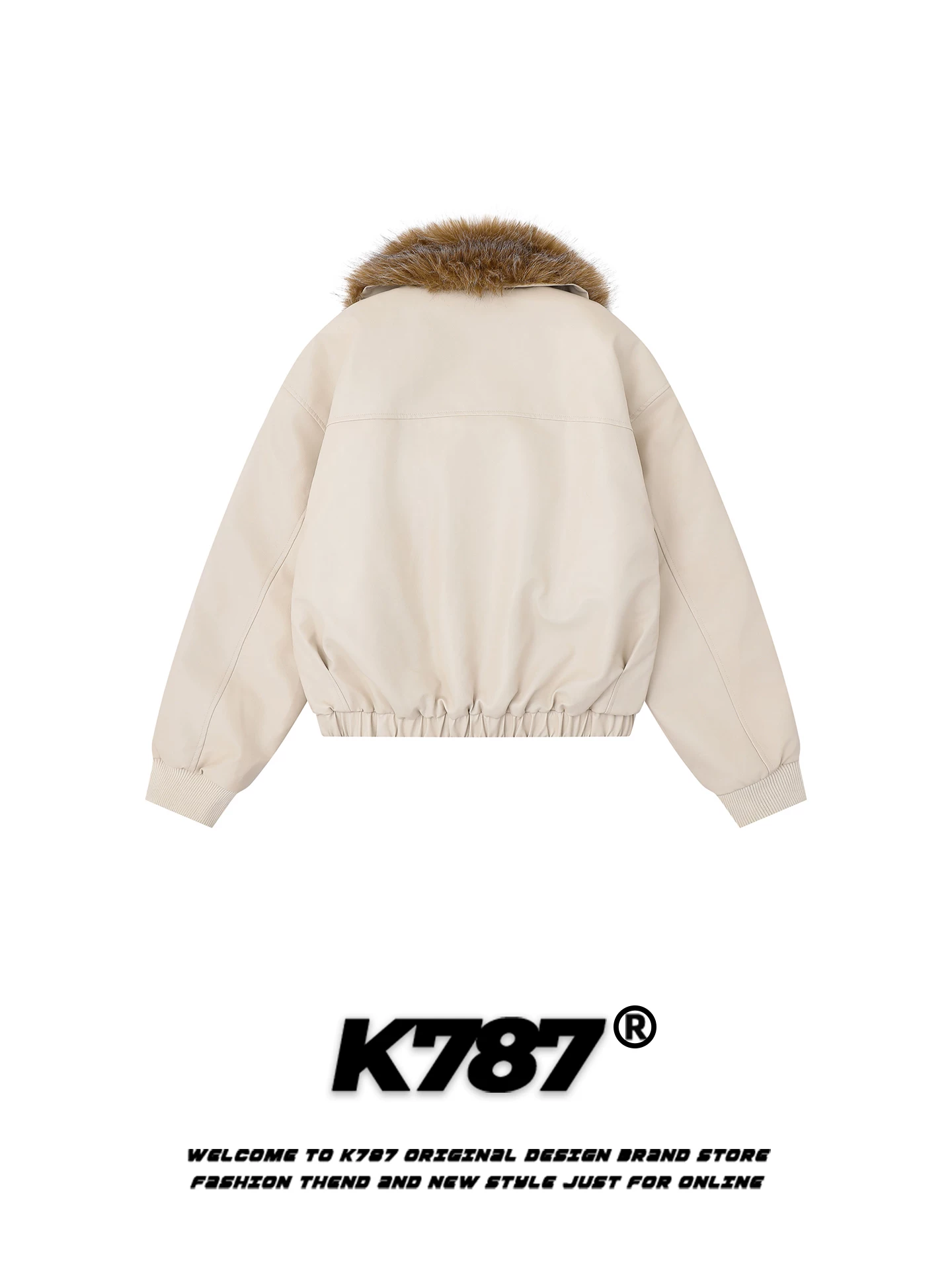 Áo khoác cotton kiểu Mỹ cổ điển K787, cổ lông lớn, kiểu dáng nhà kho, dành cho nam và nữ, xu hướng quốc dân, chất liệu da PU rộng rãi, ấm áp, dày dặn.