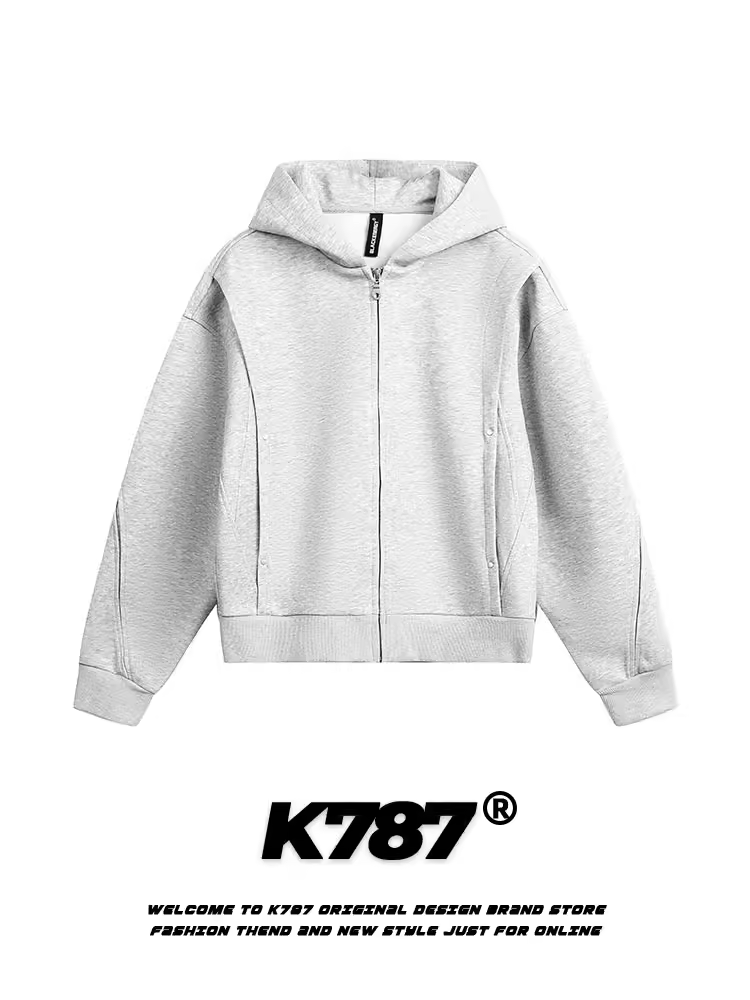 Áo khoác có mũ trùm đầu kiểu dáng cổ điển Mỹ K787, thiết kế màu trơn, kiểu dáng phá cách, unisex, thương hiệu thời thượng, kiểu dáng gọn gàng, áo khoác ngắn dành cho cặp đôi.