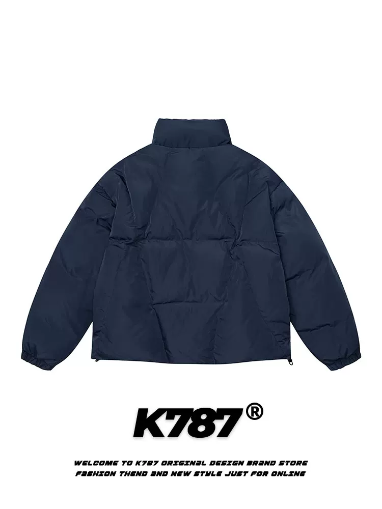K787 Áo khoác cotton dày có cổ đứng kiểu cổ điển Mỹ dành cho nam và nữ, quần áo cotton thêu màu trơn theo xu hướng dân tộc dành cho cặp đôi.