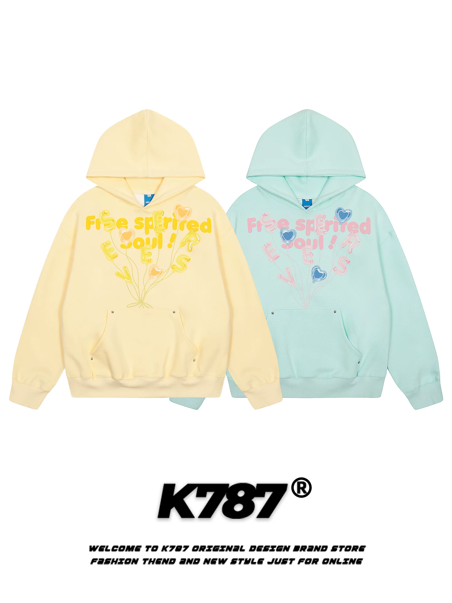 Áo hoodie in chữ phong cách đường phố Mỹ K787 unisex, kiểu dáng rộng rãi, hợp thời trang, thương hiệu nổi tiếng, áo khoác ngắn mùa thu