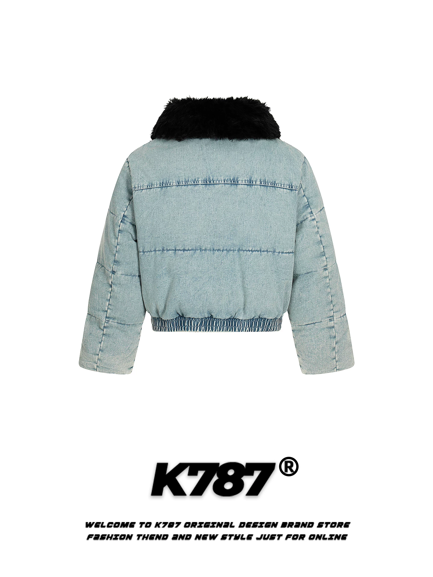 Áo khoác denim cotton cổ lông kiểu Mỹ cổ điển K787 dành cho nữ, phong cách lười biếng, dày dặn và ấm áp, áo khoác cotton mùa đông ngắn.