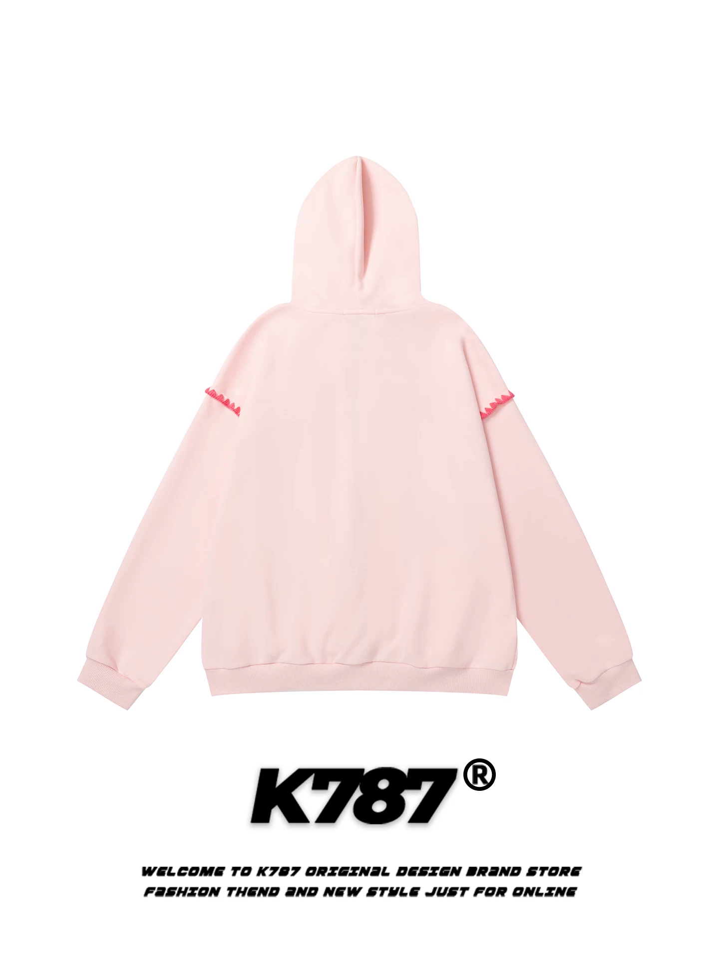 K787 Áo len cardigan có mũ trùm đầu in hình hoạt hình đường phố Mỹ dành cho nam và nữ màu hồng subculture y2k áo khoác cặp đôi mùa thu