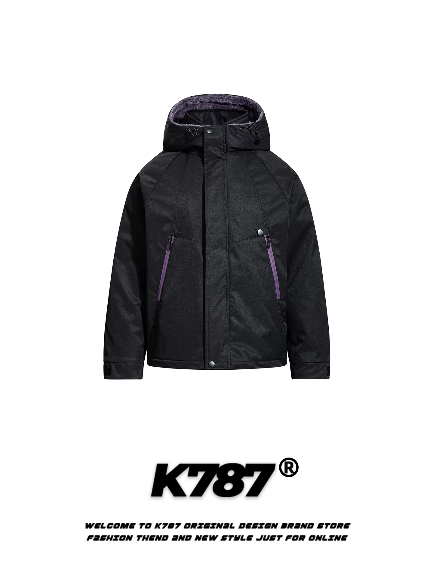 Áo khoác ba trong một phối màu cổ điển kiểu Mỹ K787, áo khoác cotton dành cho nam và nữ, dáng rộng, ấm áp, áo khoác cotton có mũ theo xu hướng quốc gia.