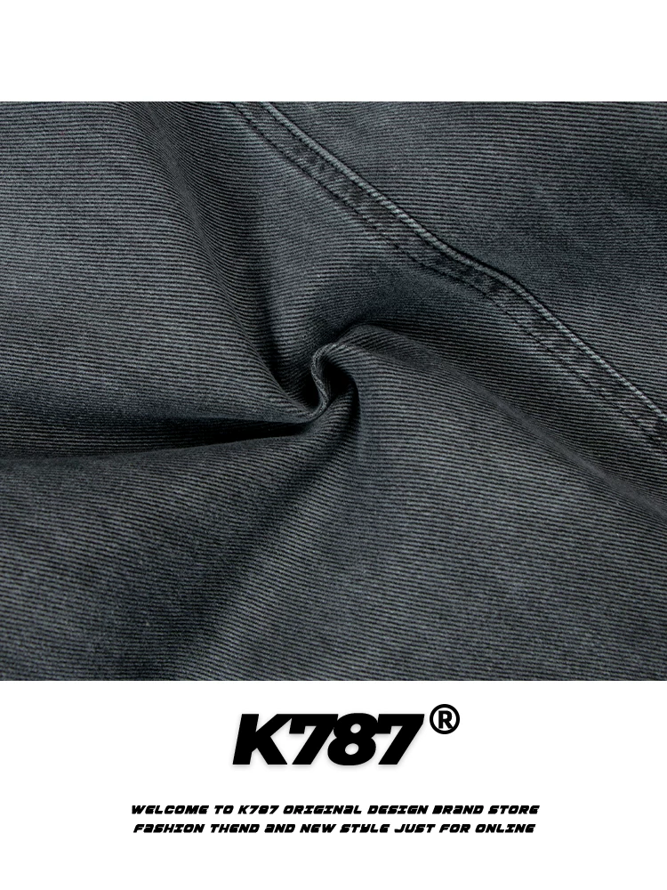 Quần jeans dáng rộng unisex phong cách retro Mỹ, xu hướng quốc dân, chất liệu denim xước, kiểu dáng hip-hop, ống thẳng, rộng thùng thình, mã K787
