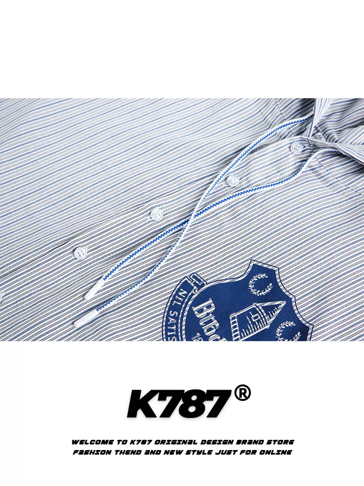 K787 Áo sơ mi ngắn tay có mũ trùm đầu phong cách đường phố Mỹ unisex phong cách đường phố đại học đa năng áo khoác cardigan thông thường mùa hè