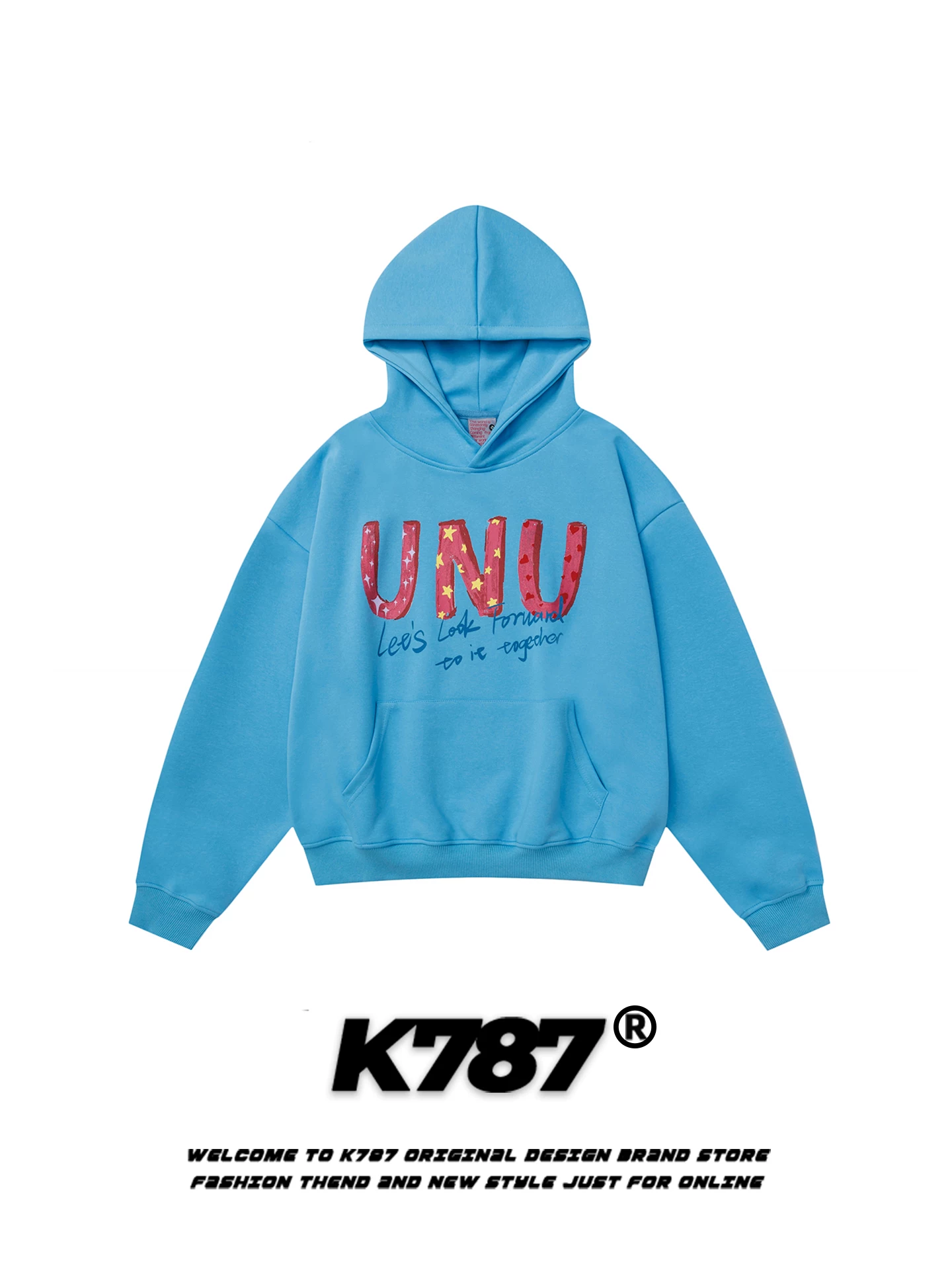 Áo hoodie in chữ phong cách đường phố Mỹ K787 dành cho nam và nữ, áo hoodie dáng rộng, thoải mái mùa thu đông, áo khoác ngắn cặp đôi