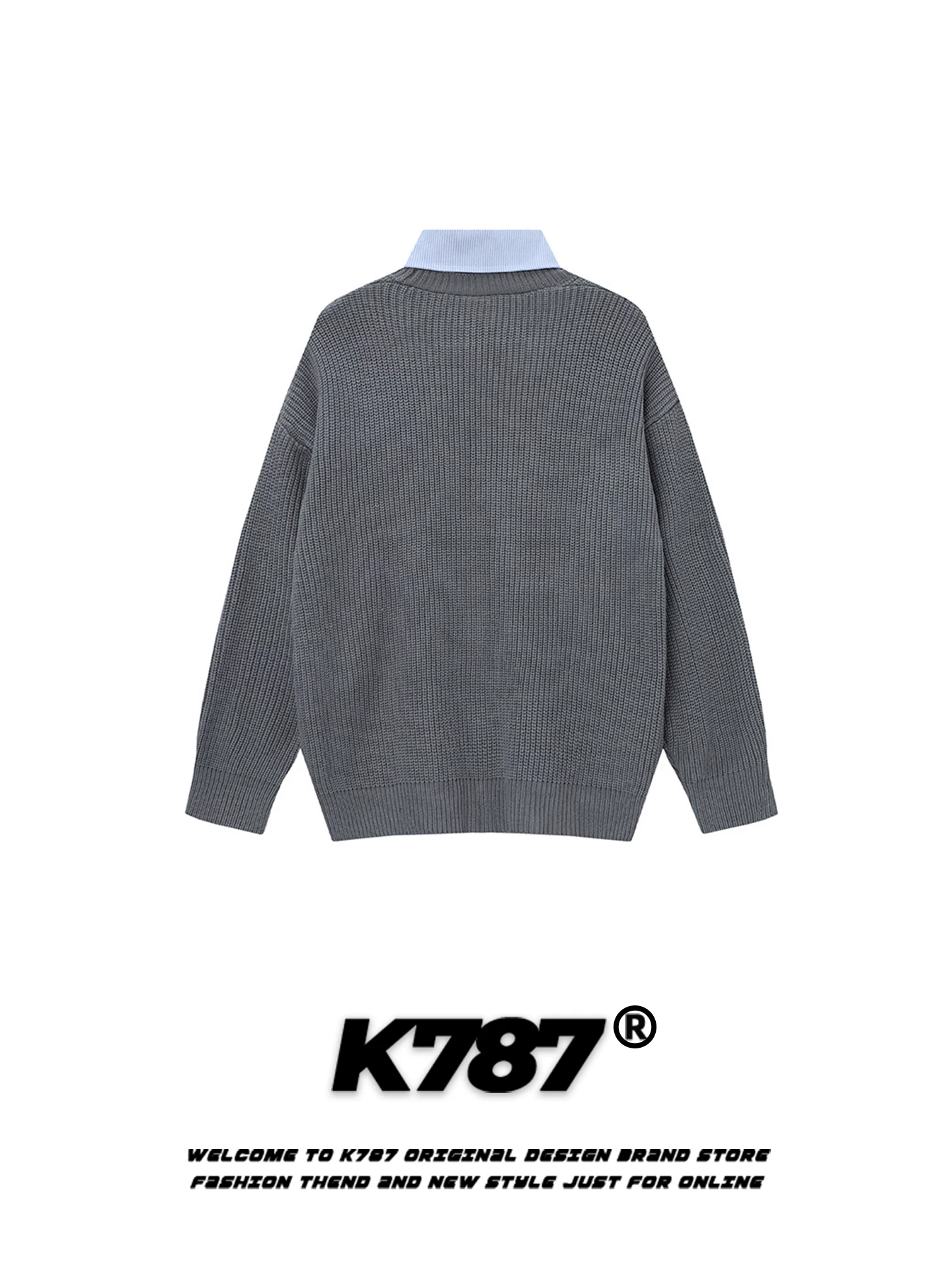 Áo len cardigan giả hai mảnh kiểu Mỹ cổ điển K787 dành cho nam và nữ, kiểu dáng rộng rãi phong cách đại học, áo khoác len cặp đôi mùa thu đông