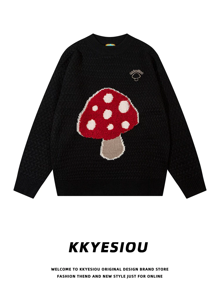 KKyesiou Áo len cặp đôi kiểu Nhật Bản vui nhộn kiểu Nhật Bản áo len dệt kim unisex phong cách đại học áo khoác len dáng rộng thông thường