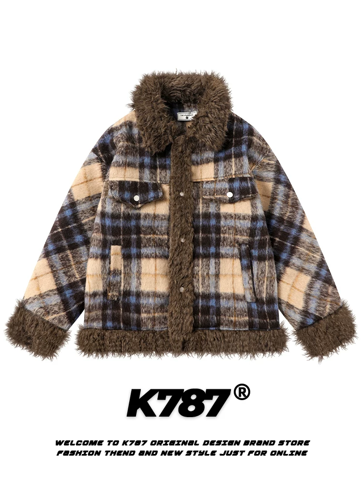 Áo khoác cotton kiểu Chanel nhỏ gọn kiểu Pháp K787 dành cho nam và nữ, áo khoác cotton mùa đông dày dặn bằng len cừu cổ điển kiểu Mỹ.
