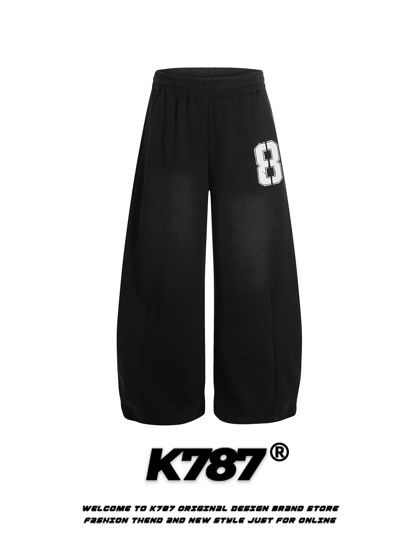 Quần dài dáng rộng unisex phong cách retro Mỹ K787 màu xanh gradient, chất liệu mềm mại, thích hợp cho thể thao, nhảy đường phố, kiểu dáng rộng thùng thình, dài chấm đất.
