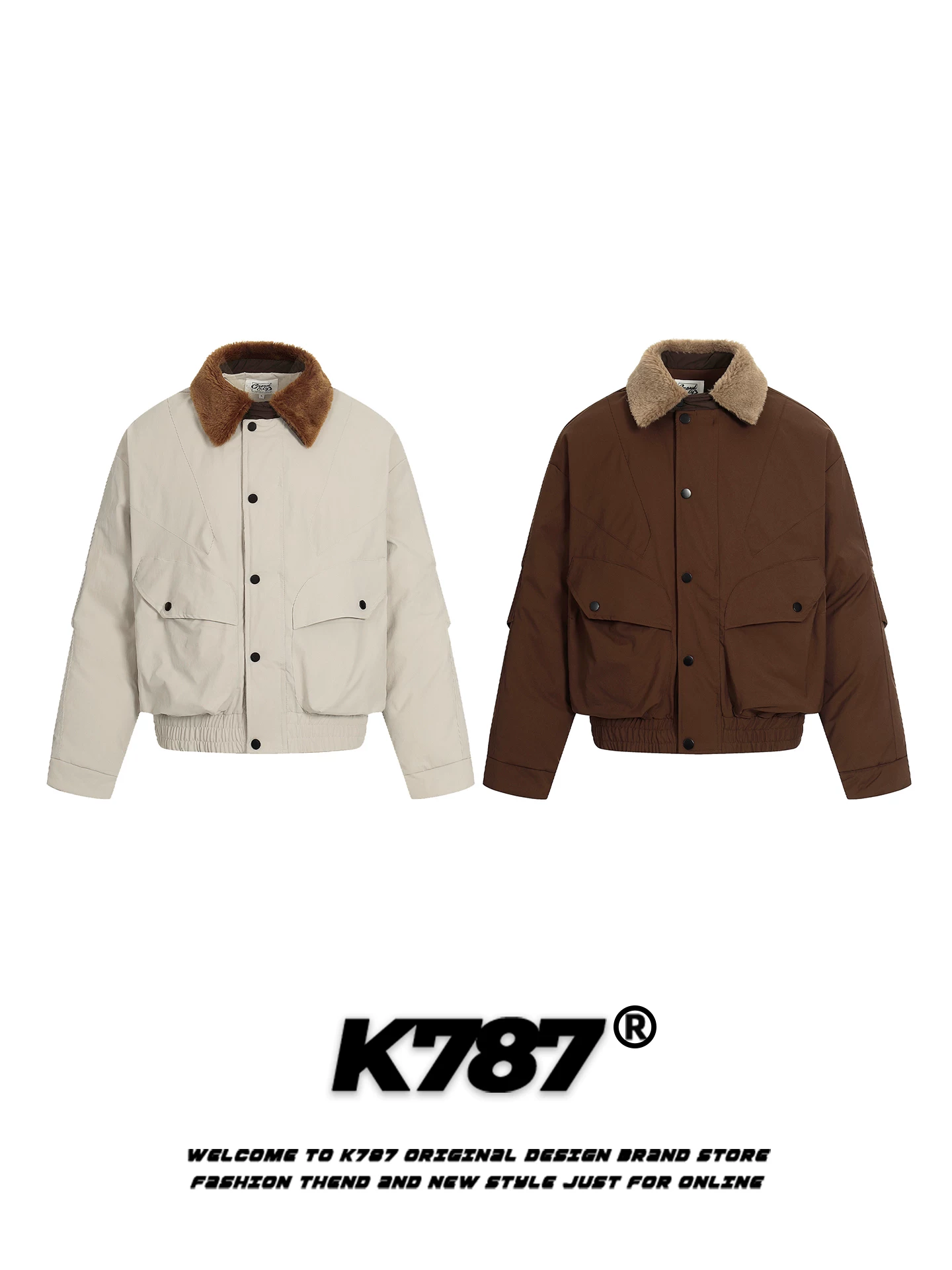 Áo khoác len cừu cổ điển kiểu Mỹ K787, chất liệu cotton, dành cho nam và nữ, dáng rộng, ấm áp và dày dặn, chất liệu cotton sạch sẽ, thích hợp cho mùa đông.