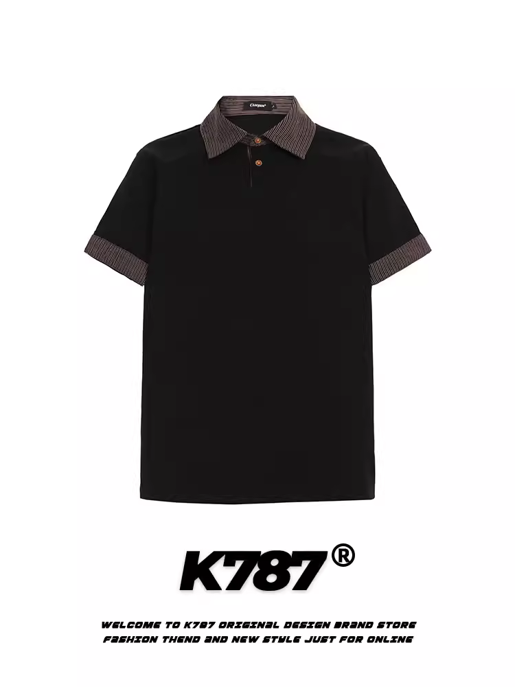 Áo thun ngắn tay kiểu dáng đường phố Mỹ K787, thiết kế đơn giản, năng động, cổ trụ, dành cho nam và nữ, áo POLO đa năng phong cách đường phố