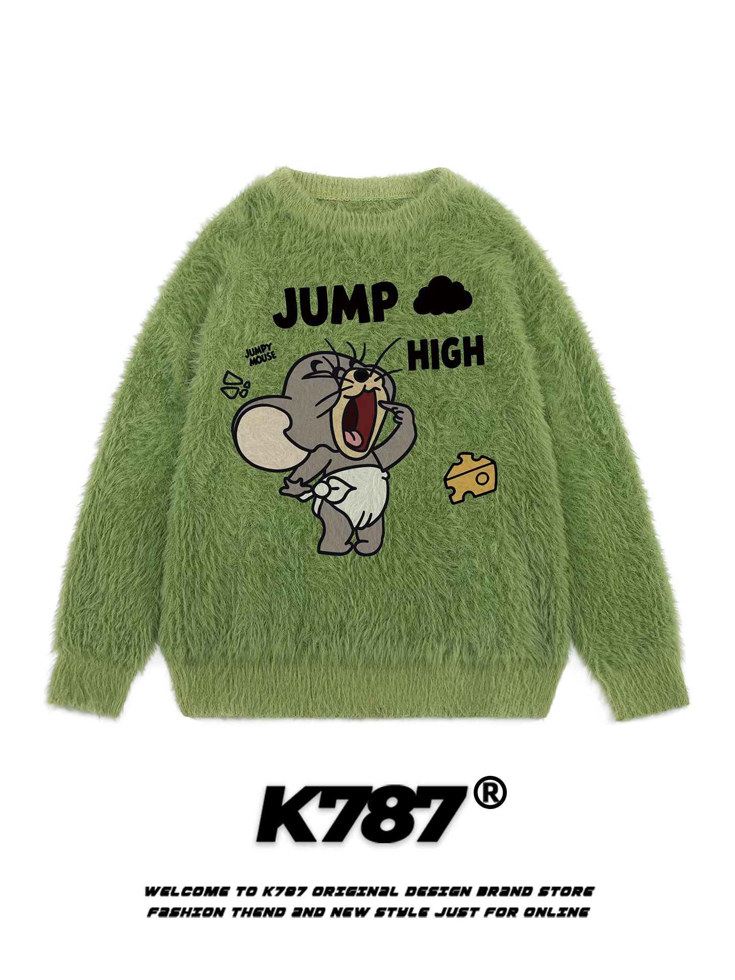 Áo len chui đầu kiểu Mỹ cổ điển dễ thương K787 dành cho nữ, màu xanh bơ, mềm mại và trẻ trung, kiểu dáng giản dị.