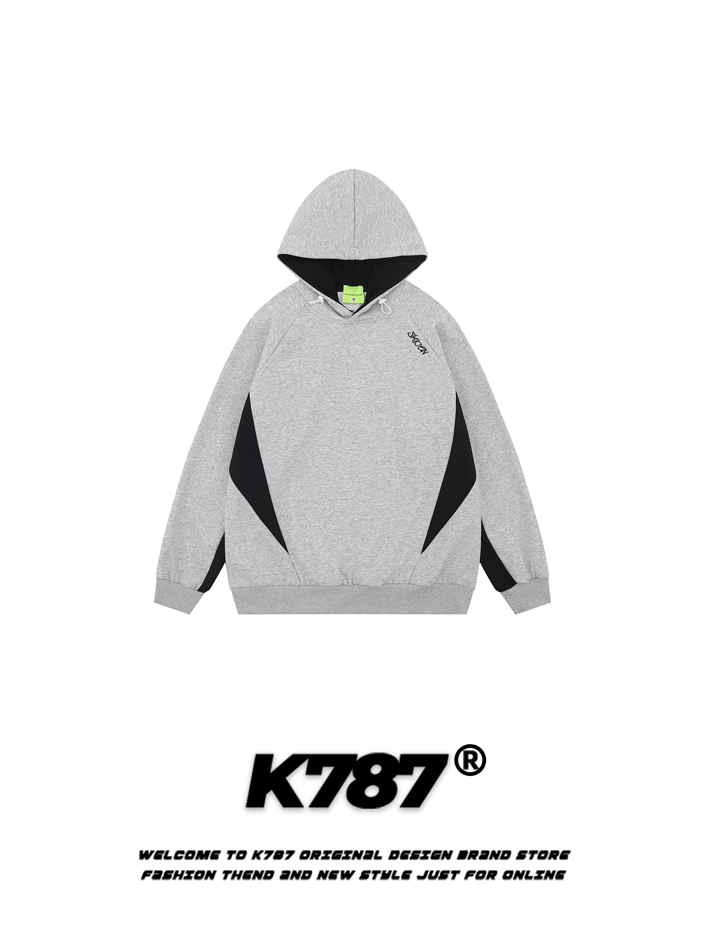 Áo hoodie màu sắc phối hợp theo phong cách retro Mỹ K787 dành cho nam và nữ, thương hiệu thời thượng, áo khoác hoodie cặp đôi dáng rộng, phong cách thường ngày, thích hợp đi làm