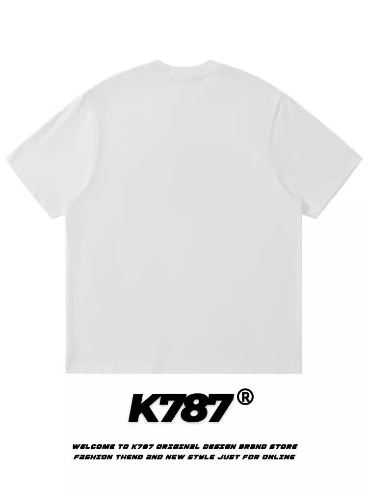 K787 Áo thun ngắn tay phong cách retro vui nhộn kiểu Mỹ kiểu dáng lười biếng unisex oversize đa năng ins áo đôi