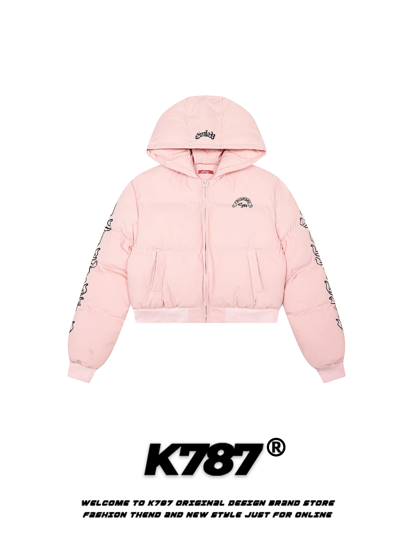 Áo khoác cotton dày dặn phong cách retro Mỹ K787 dành cho nữ, kiểu dáng nhẹ nhàng, trẻ trung, ôm eo, áo khoác phao có mũ, áo khoác cotton mùa đông.