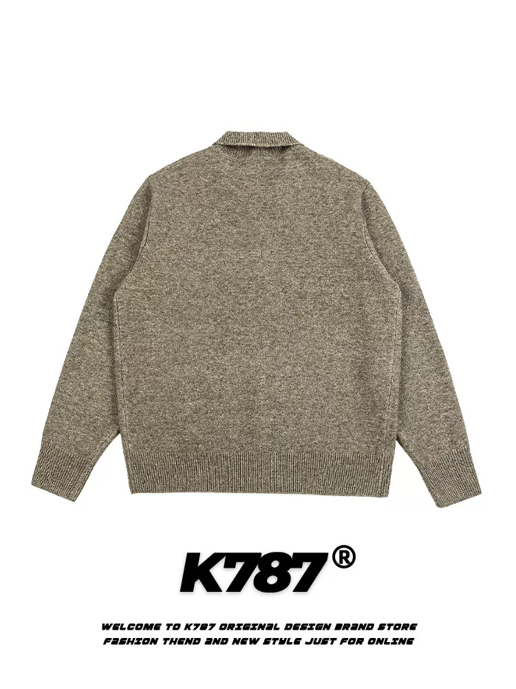 Áo khoác cardigan dáng rộng phong cách retro Mỹ đơn giản, unisex, thời thượng, thoải mái, chất liệu len dệt kim.