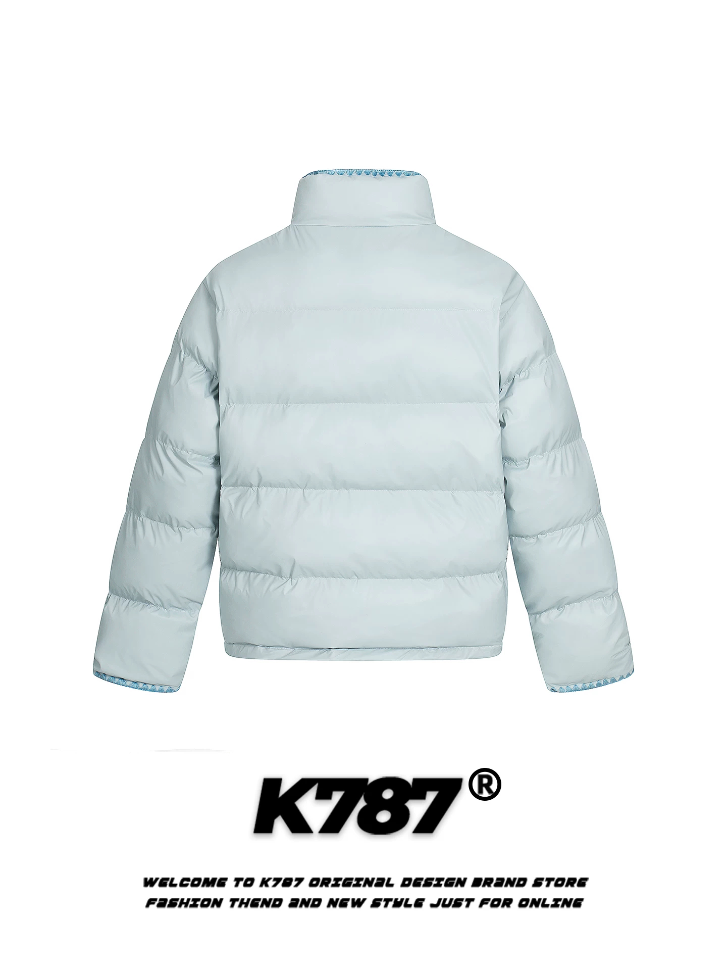 Áo khoác cotton cổ đứng in chữ phong cách Mỹ K787 dành cho nam và nữ, dáng rộng, ấm áp, áo khoác phao cặp đôi hợp thời trang dành cho mùa đông.