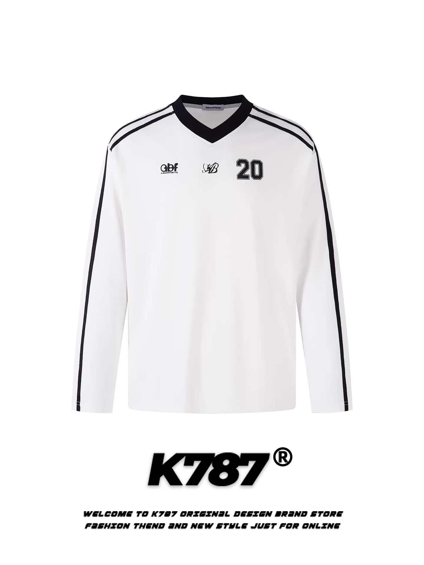 Áo thun thể thao cổ chữ V phong cách đường phố Mỹ K787 dành cho nam và nữ, áo jersey đơn giản phong cách blokecore, áo khoác dài tay