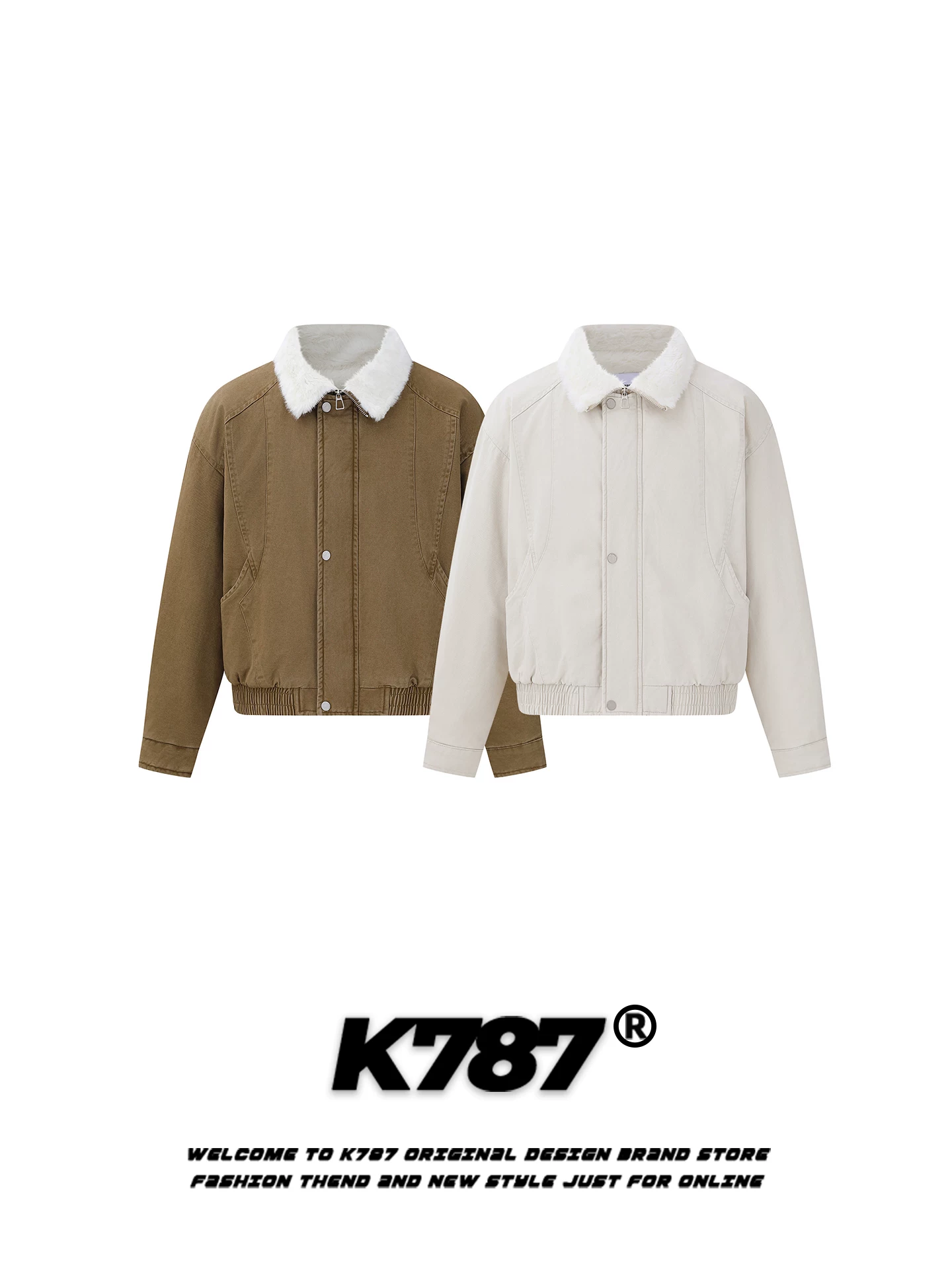 Áo khoác cotton cổ điển kiểu Mỹ K787 dành cho nam và nữ, áo khoác cotton dày dặn, dáng rộng, kiểu dáng đơn giản, ấm áp