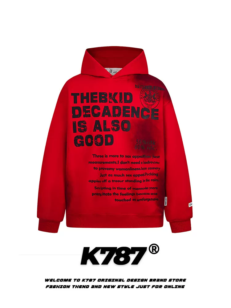 Áo hoodie in chữ kiểu Mỹ cổ điển, phong cách retro, unisex, thời trang, rộng rãi, thoải mái, dành cho cặp đôi.
