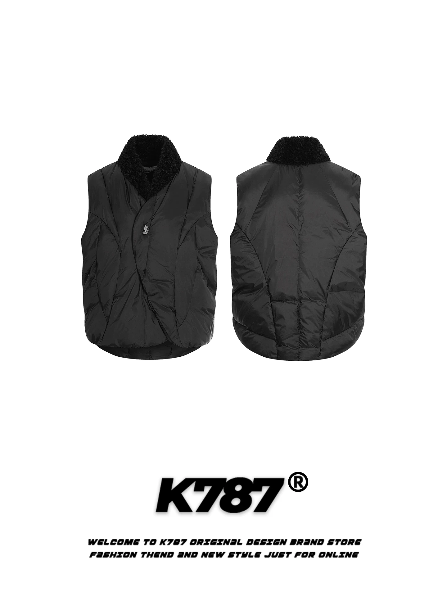 Áo vest không tay kiểu Mỹ cổ điển K787 dành cho nam và nữ, áo vest mùa đông rộng rãi và ấm áp, áo khoác cotton dành cho cặp đôi.