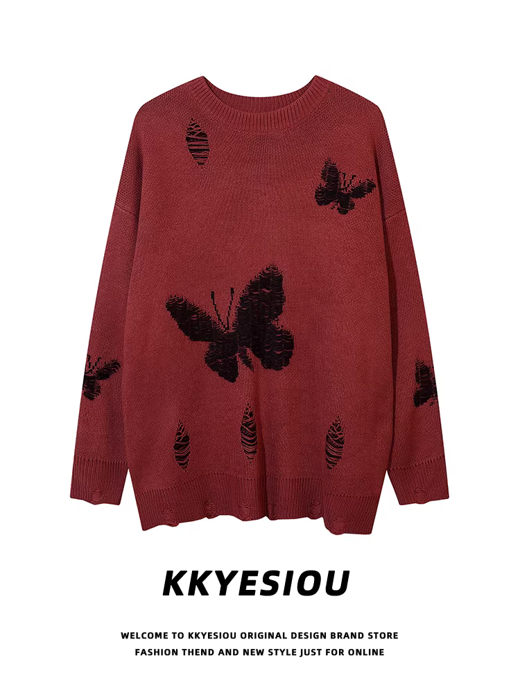 Áo len cặp đôi phong cách retro Mỹ, kiểu dáng lười biếng, unisex, dáng rộng, thời thượng, phối màu nổi bật, chất liệu dệt kim.