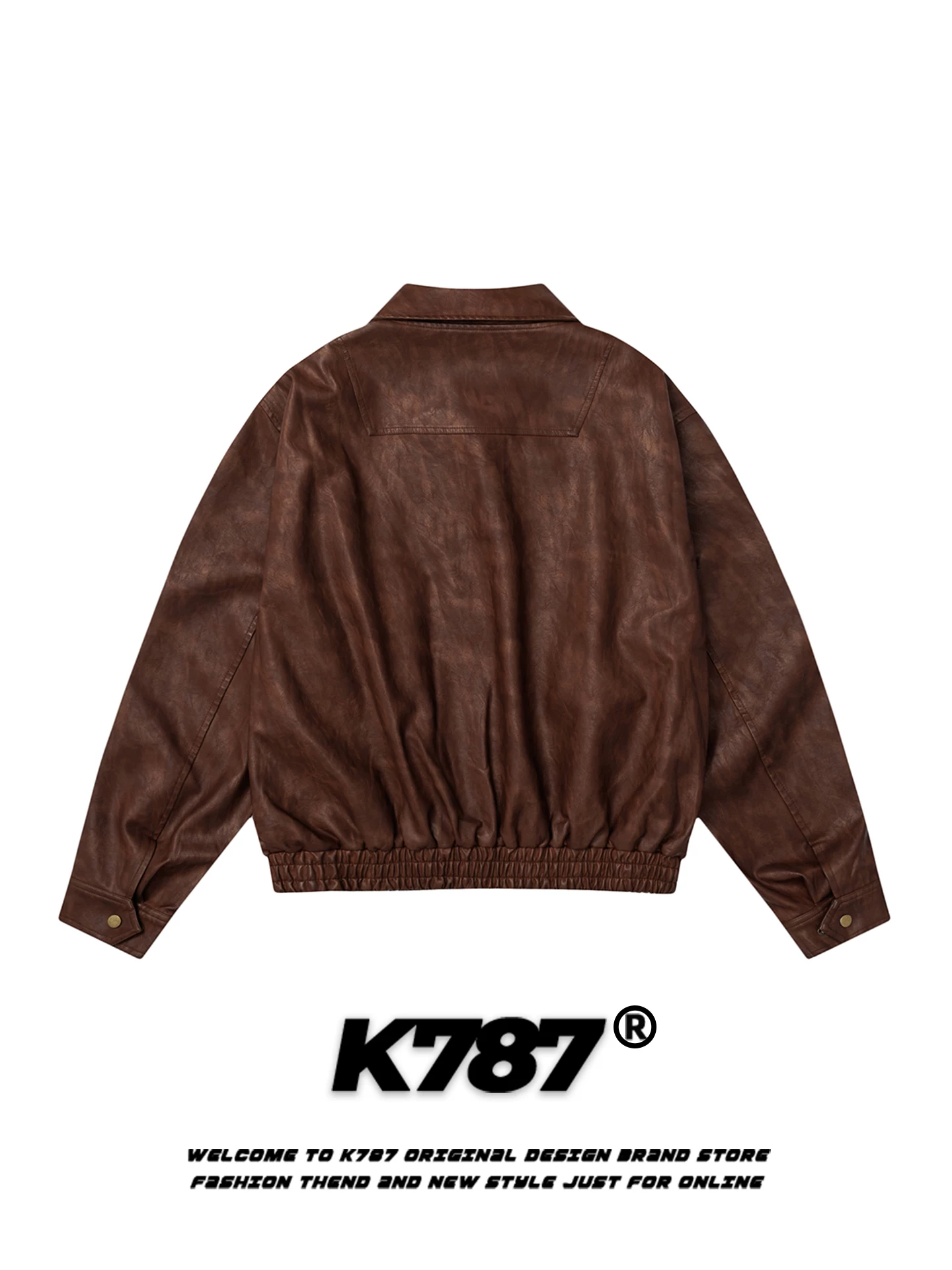 Áo khoác da PU phong cách retro Mỹ K787 dành cho nam và nữ, thương hiệu thời thượng, áo khoác ngắn kiểu dáng rộng rãi, thoải mái, thích hợp làm trang phục cặp đôi đi làm.