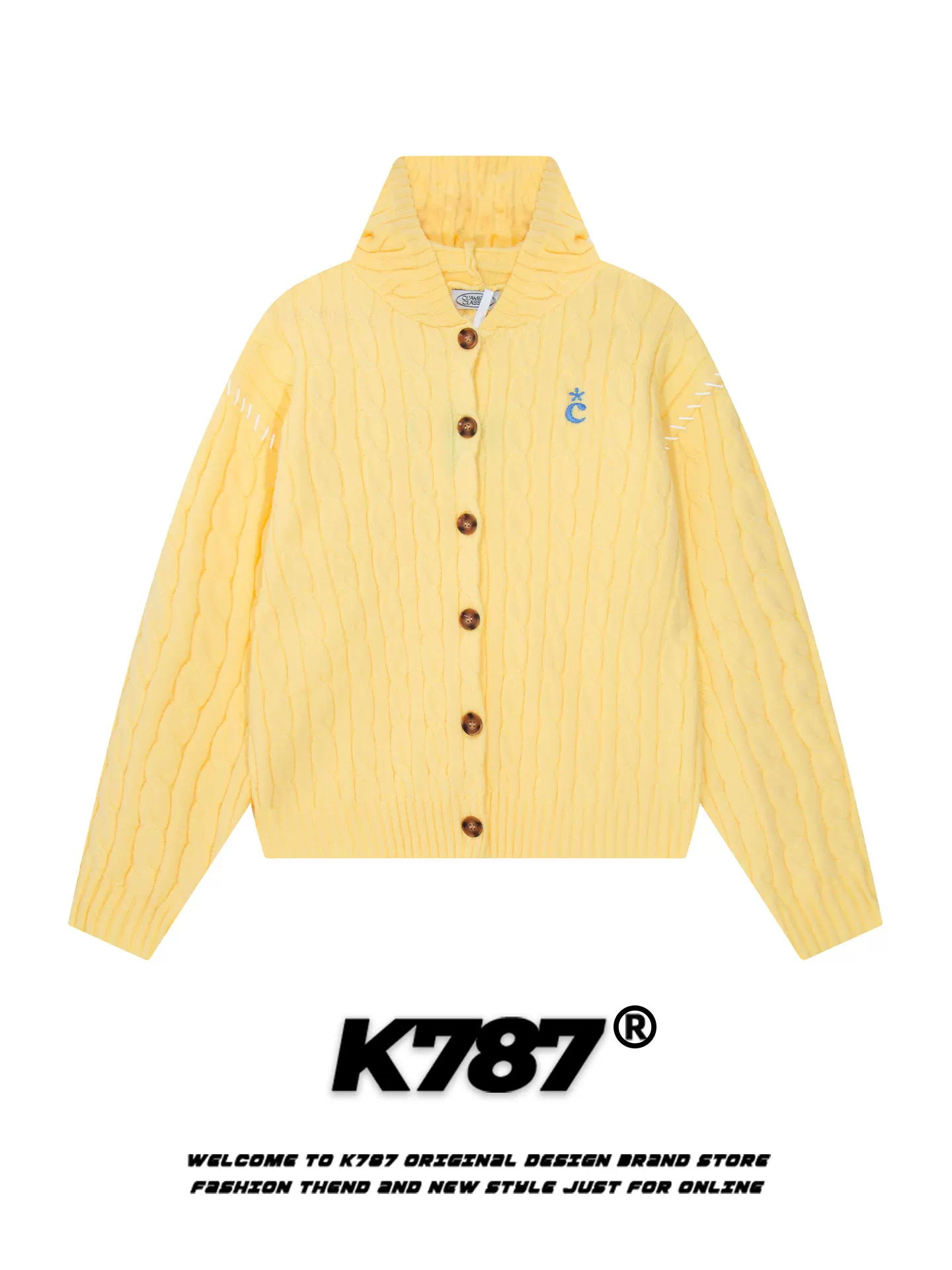 Áo len cardigan có mũ kiểu Mỹ cổ điển K787 dành cho nữ, phong cách mùa thu đông, dáng rộng, trẻ trung, chất liệu dệt kim