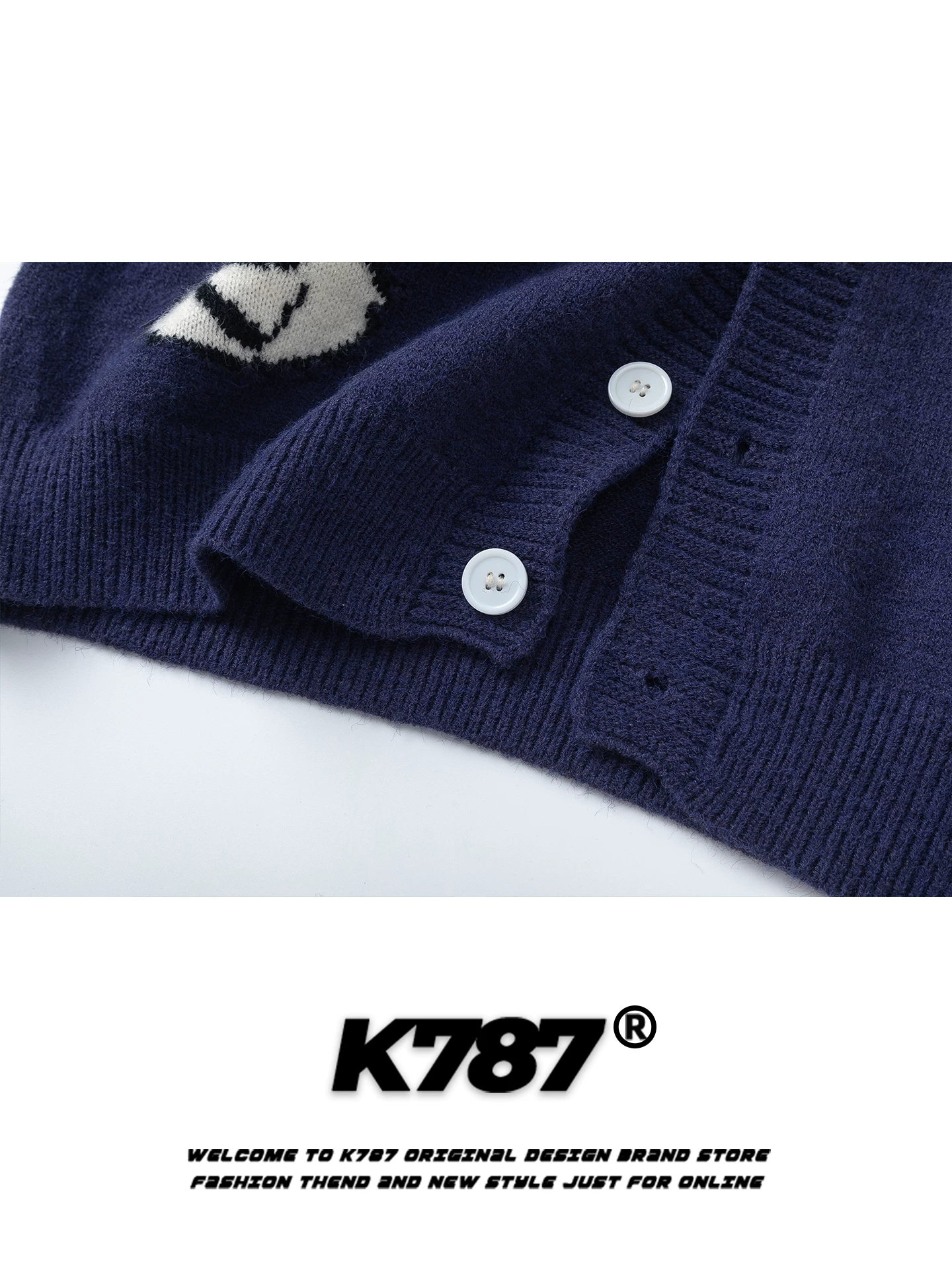 Áo len cardigan dệt kim họa tiết động vật cổ điển kiểu Mỹ K787 dành cho nữ, áo khoác dáng rộng cổ V phong cách thoải mái, thích hợp đi làm