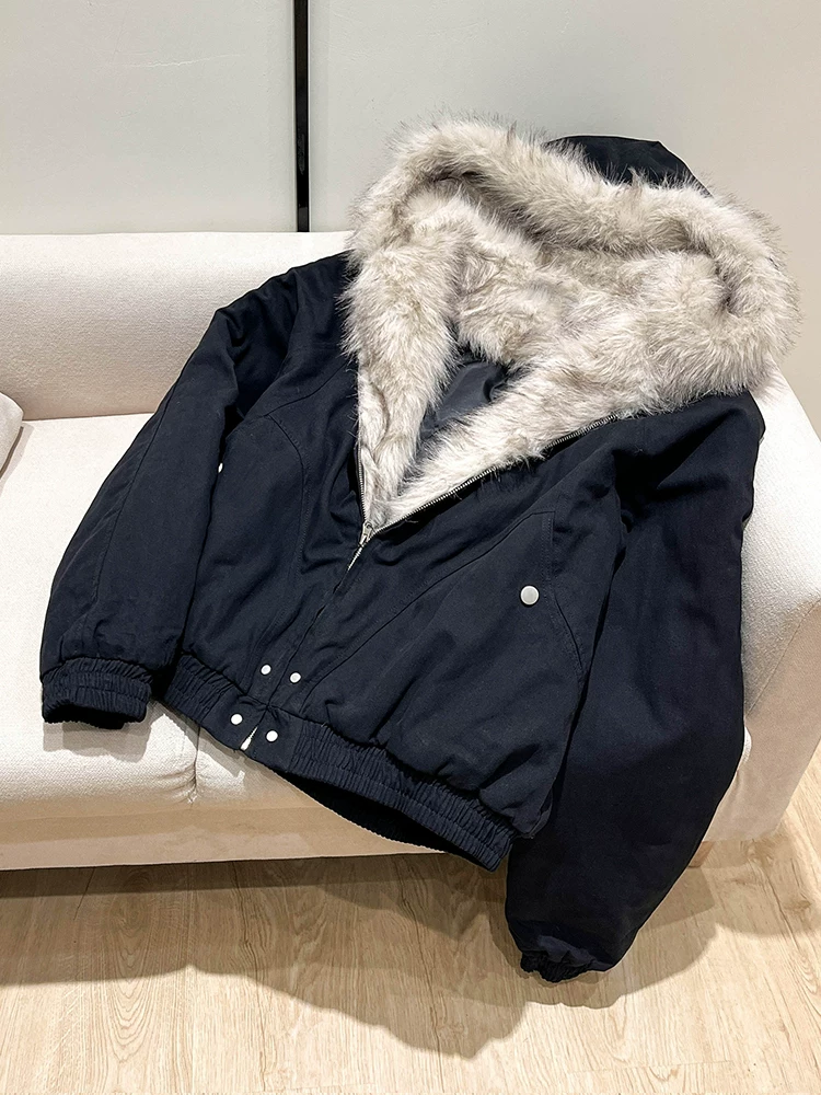 K787 Áo khoác cotton dày có mũ trùm đầu phong cách Trung Hoa kiểu Mỹ cổ điển có đệm dày mùa đông áo khoác cotton ngắn cleanfit