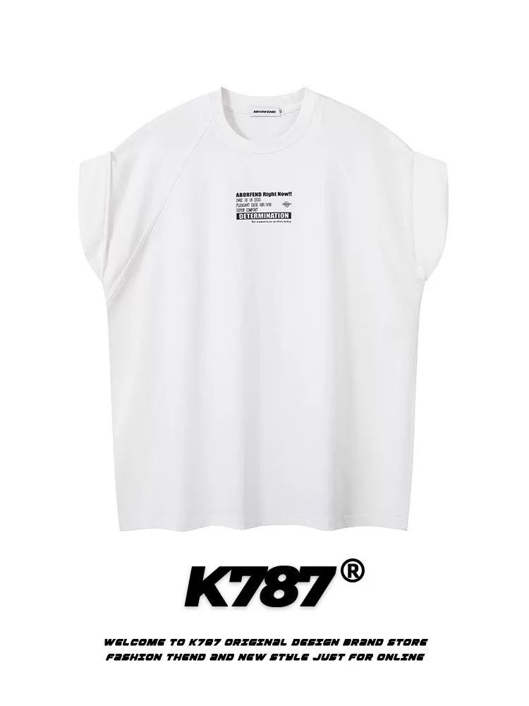 Áo ba lỗ thể thao cổ điển Mỹ K787, kiểu dáng unisex, tay raglan, phong cách đường phố hip-hop, áo cặp, áo thun