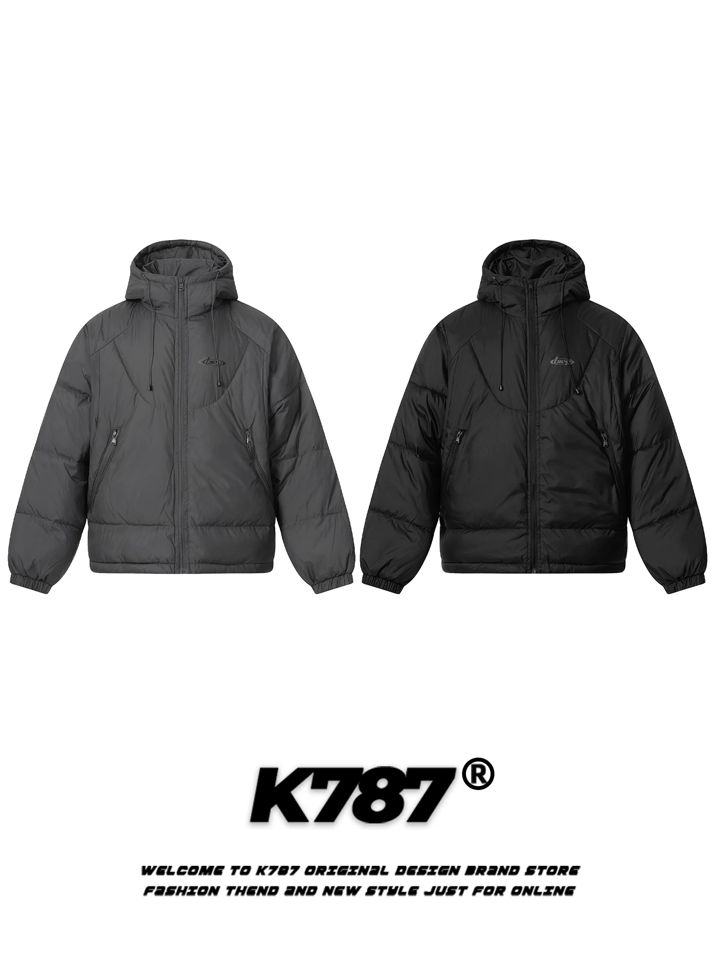 Áo khoác cotton cổ đứng có mũ trùm đầu kiểu cổ điển Mỹ K787 dành cho nam và nữ, áo khoác cotton dày dặn ấm áp mùa đông có khóa kéo dành cho cặp đôi.