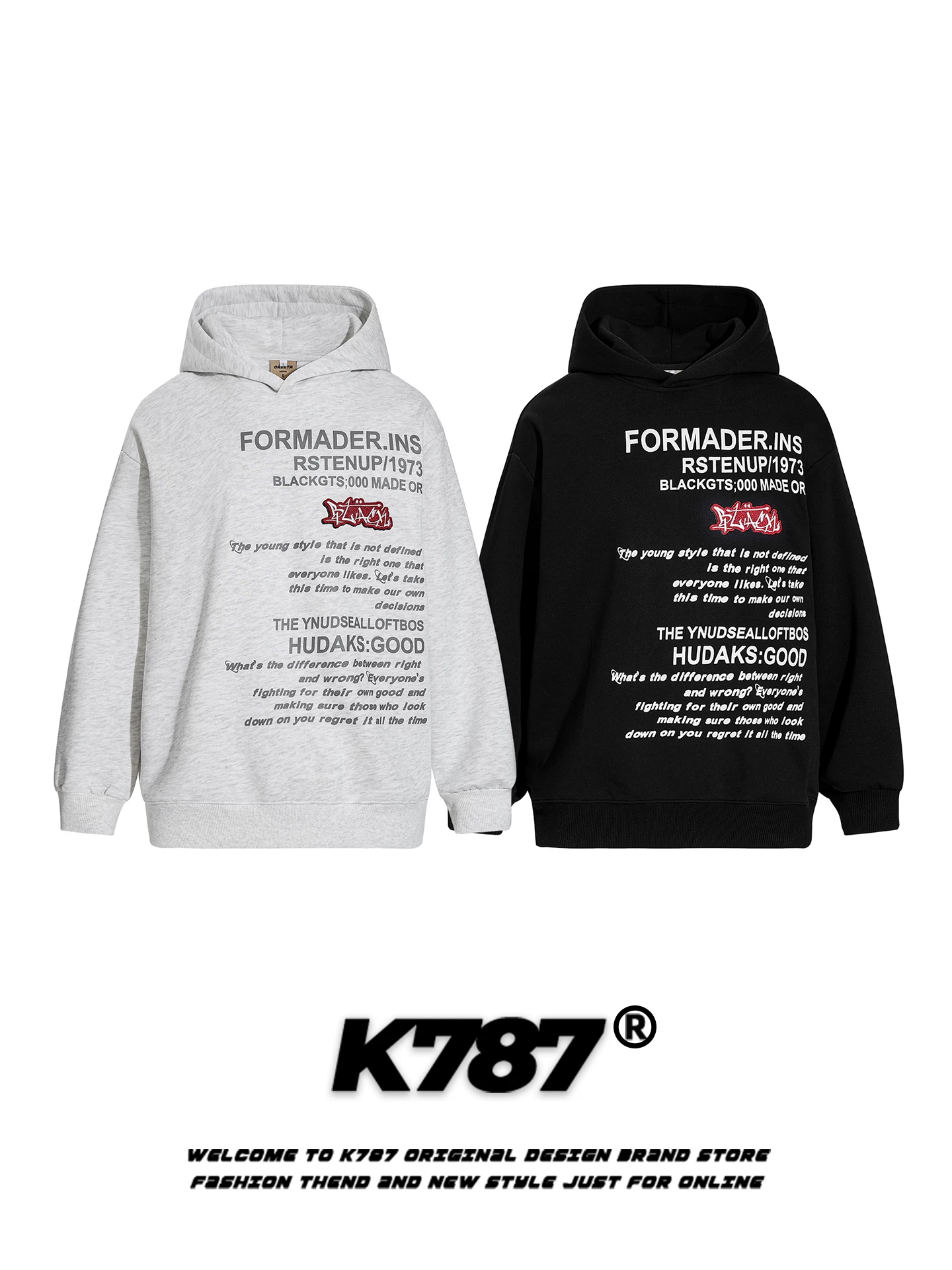 Áo hoodie in chữ cổ điển Mỹ K787 dành cho nam và nữ, phong cách đường phố giản dị, áo khoác hoodie cặp đôi theo xu hướng quốc gia