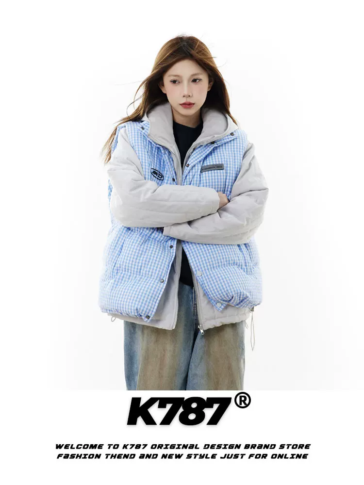 Áo khoác vest cotton kẻ sọc cổ điển kiểu Trung Quốc K787 dành cho nam và nữ, mặc nhiều lớp khi đi làm, áo vest lót bông ấm áp.