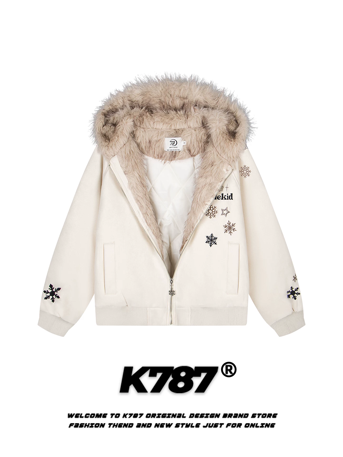 Áo khoác cotton có mũ trùm đầu kiểu dáng thời trang Mỹ K787 dành cho nam và nữ, dày dặn và ấm áp, áo khoác cotton lót bông dành cho cặp đôi mùa đông.