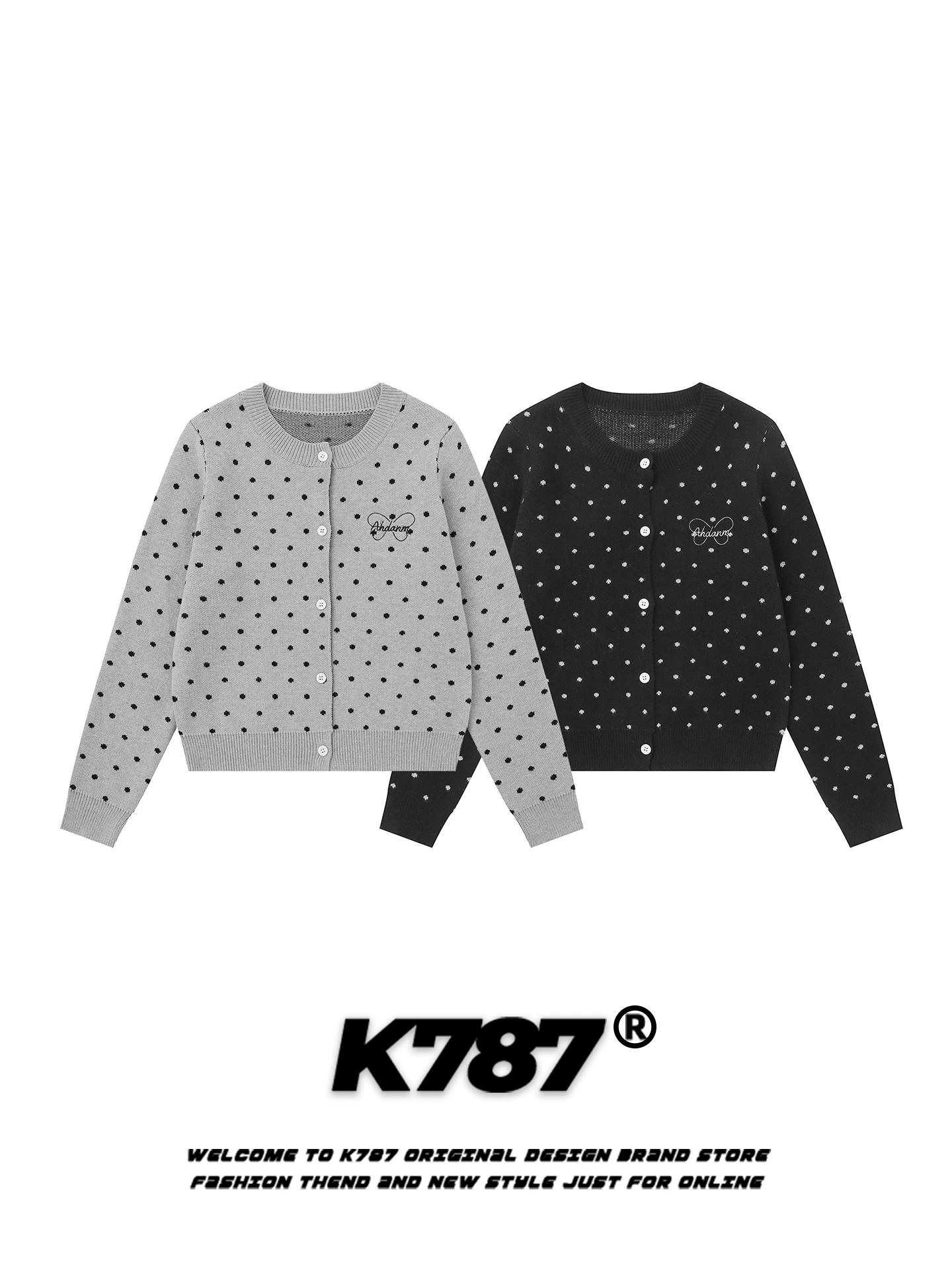 Áo len cardigan cổ tròn họa tiết sóng lười kiểu Mỹ K787 dành cho nữ, mặc đi làm thường ngày, ấm áp, tôn dáng, áo khoác ngắn dệt kim