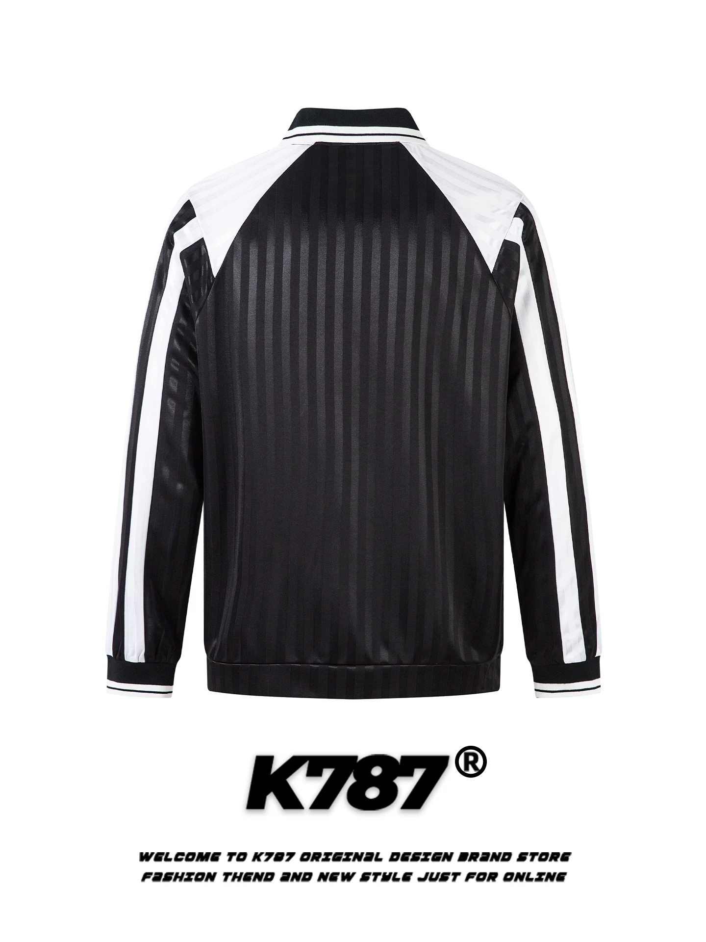K787 Áo thun dài tay có cổ sọc dọc theo phong cách retro của Mỹ unisex phong cách thể thao jersey màu khối áo đôi dáng rộng