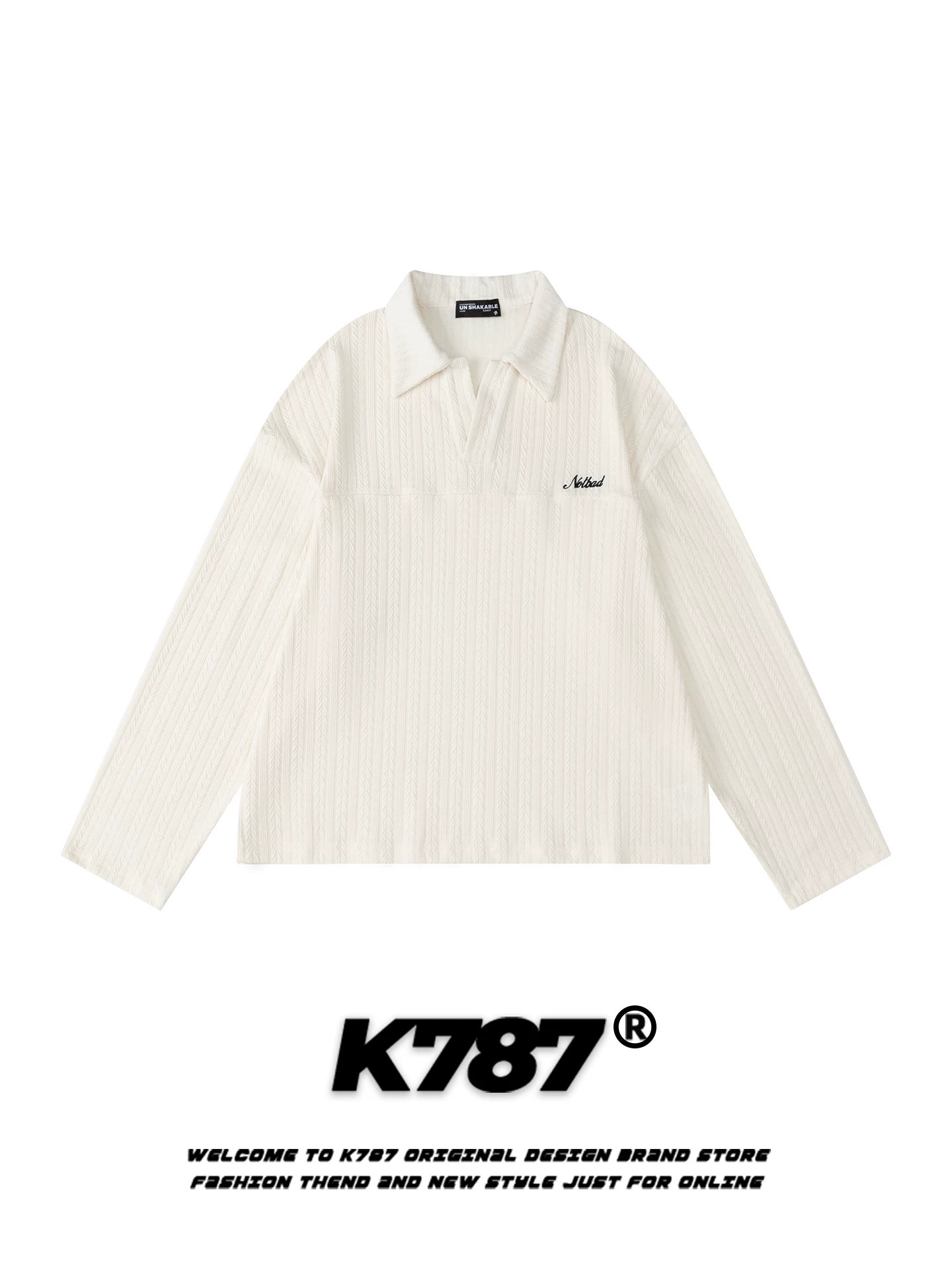 K787 Áo sơ mi POLO màu trơn đa năng phong cách đường phố Mỹ dành cho nam và nữ, áo thun dài tay phong cách đại học đi làm cho cặp đôi