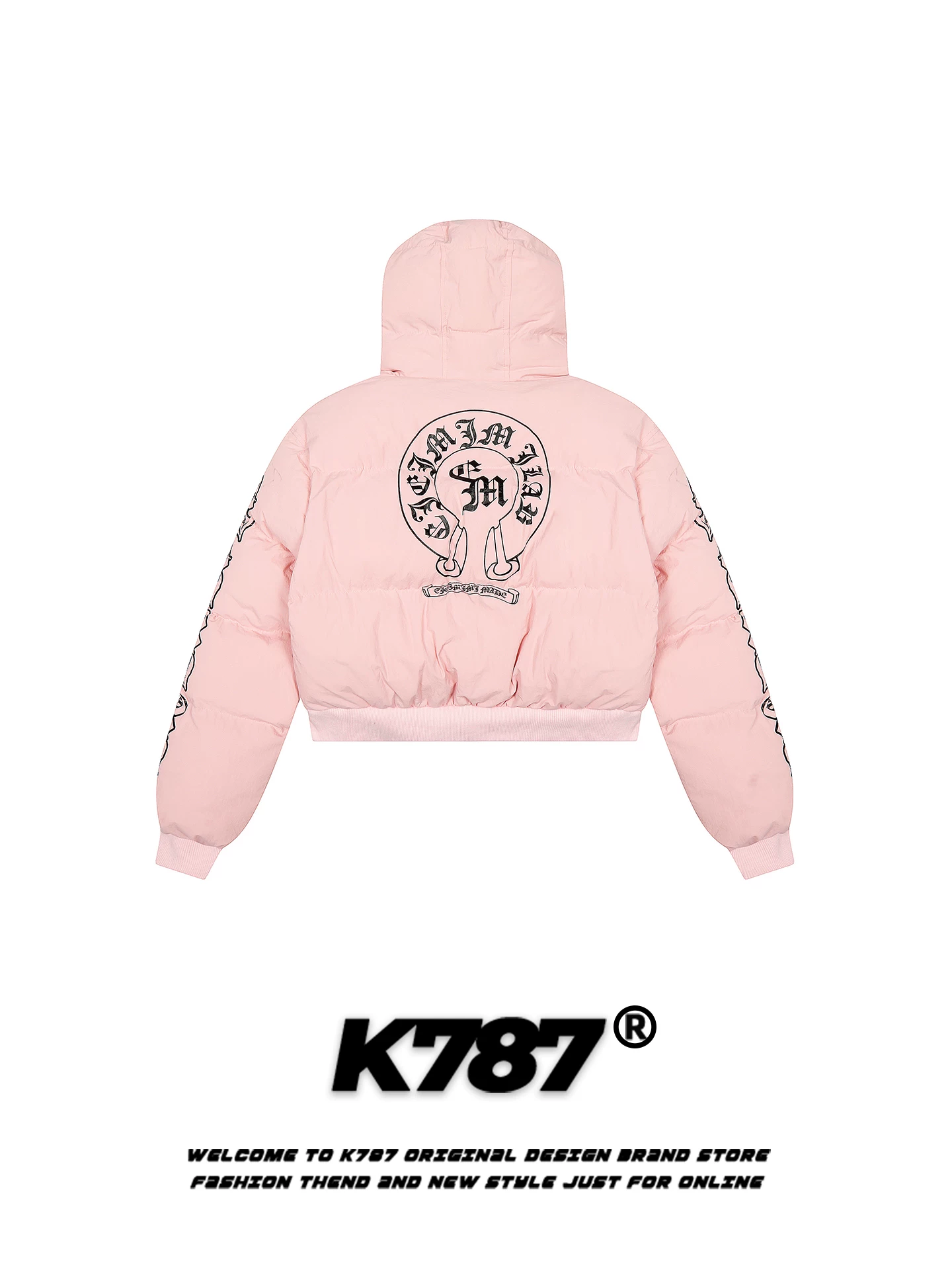 Áo khoác cotton dày dặn phong cách retro Mỹ K787 dành cho nữ, kiểu dáng nhẹ nhàng, trẻ trung, ôm eo, áo khoác phao có mũ, áo khoác cotton mùa đông.