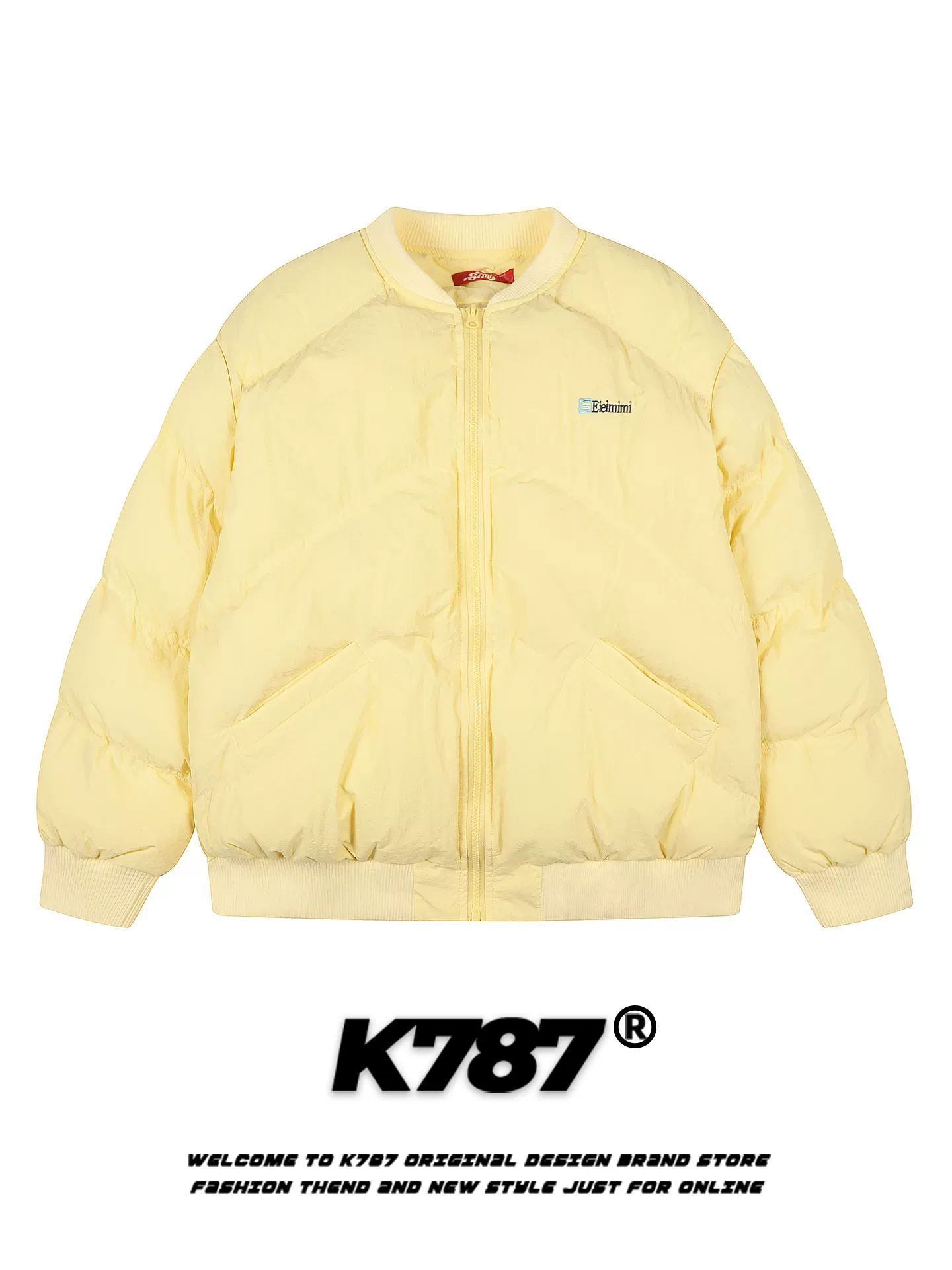 Áo khoác phao dày dặn thêu kiểu Mỹ cổ điển K787 dành cho nữ, phong cách dễ thương, áo khoác cotton may chần kiểu dopamine, áo khoác đôi.