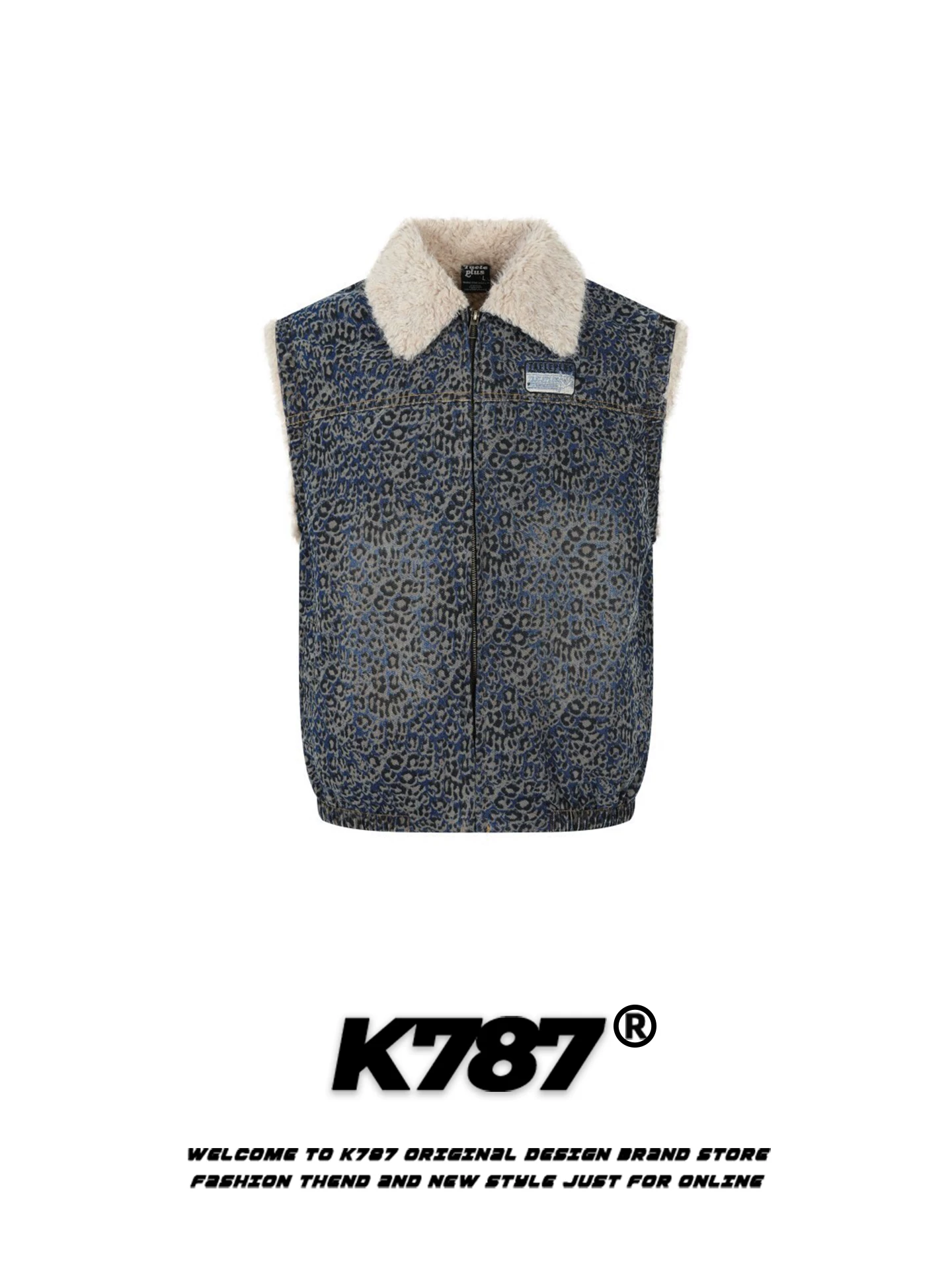 Áo vest có cổ in chữ kiểu Mỹ K787 dành cho nam và nữ, áo khoác cotton đôi có lớp lót lông cừu ấm áp.