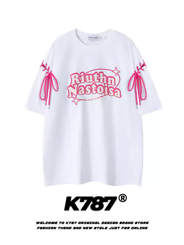 K787 Áo thun ngắn tay in chữ phong cách retro quốc gia Mỹ dành cho nam và nữ áo thun oversize dành cho cặp đôi